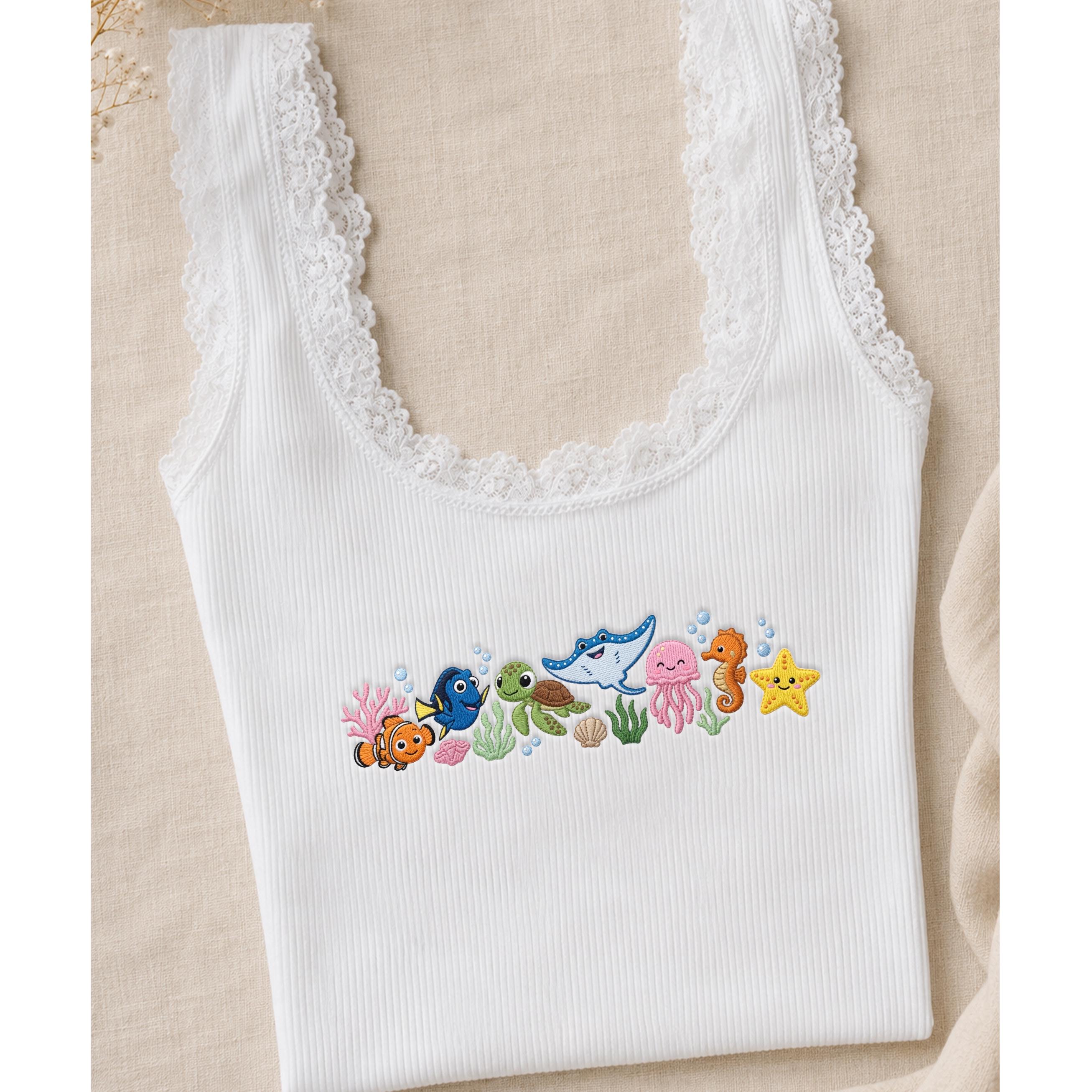Embroidered Finding Nemo Characters Crop Top Tank Shirt with Just Keep Swimming Design for WDW Disney Family Vacation Girl Trip 2026 - photo 4