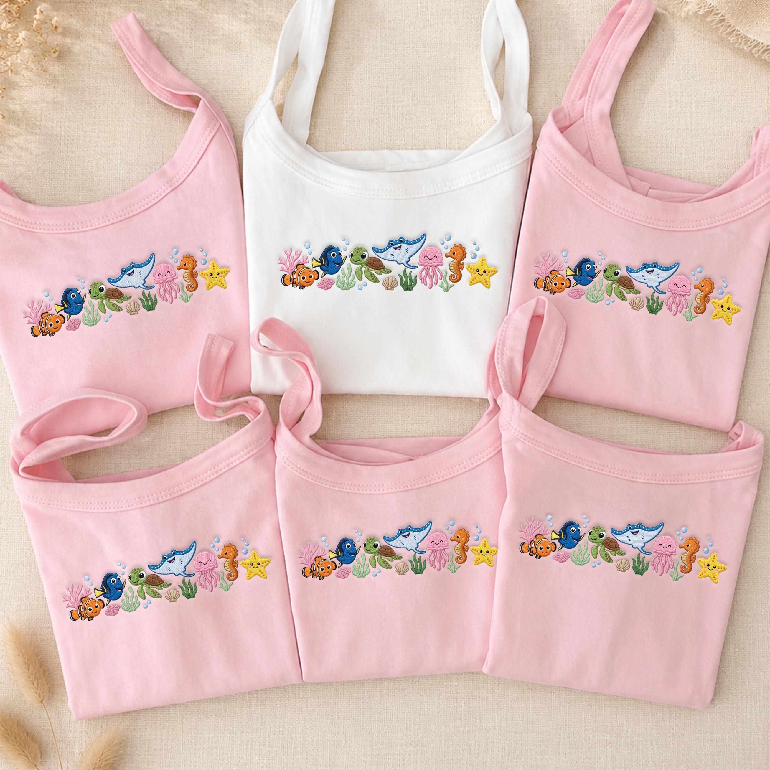 Embroidered Finding Nemo Characters Crop Top Tank Shirt with Just Keep Swimming Design for WDW Disney Family Vacation Girl Trip 2026 - photo 6