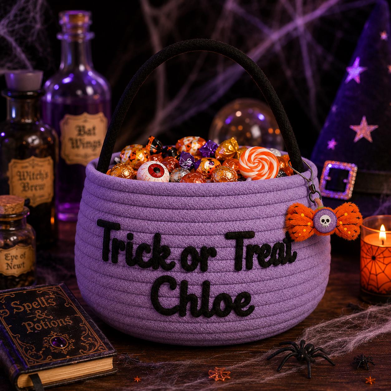 Custom Embroidered Pumpkin Trick or Treat Bag and Tote with Personalized Halloween Candy Bucket, Kids Boo Basket, Spooky Season - photo 3