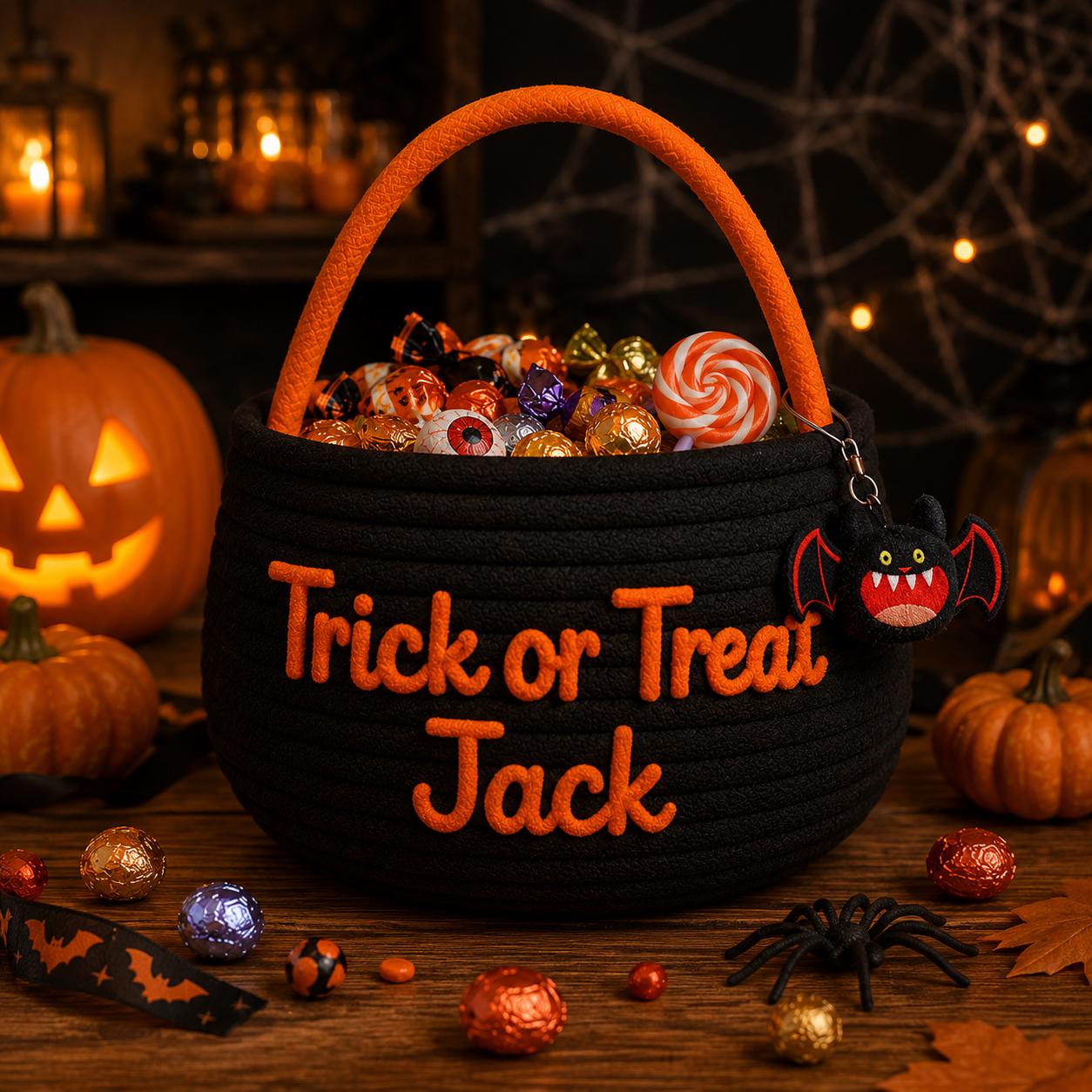 Custom Embroidered Pumpkin Trick or Treat Bag and Tote with Personalized Halloween Candy Bucket, Kids Boo Basket, Spooky Season - photo 4