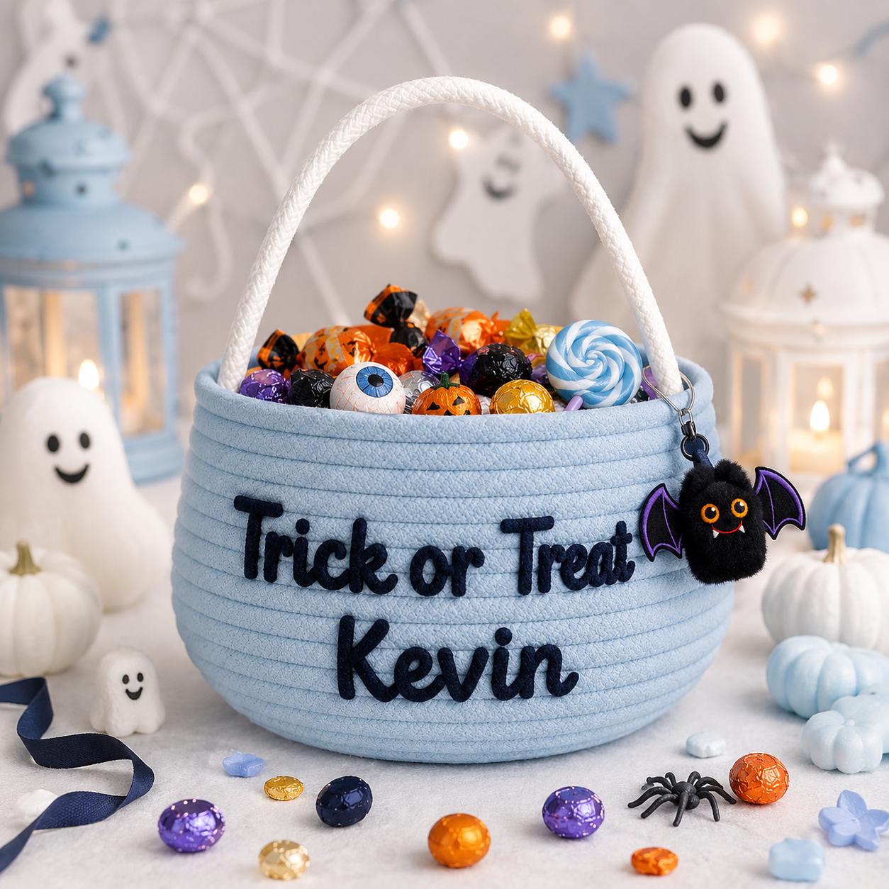 Custom Embroidered Pumpkin Trick or Treat Bag and Tote with Personalized Halloween Candy Bucket, Kids Boo Basket, Spooky Season - photo 10