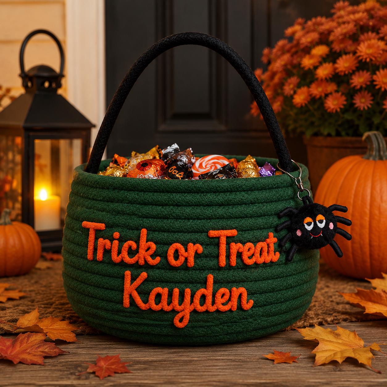 Custom Embroidered Pumpkin Trick or Treat Bag and Tote with Personalized Halloween Candy Bucket, Kids Boo Basket, Spooky Season - photo 11