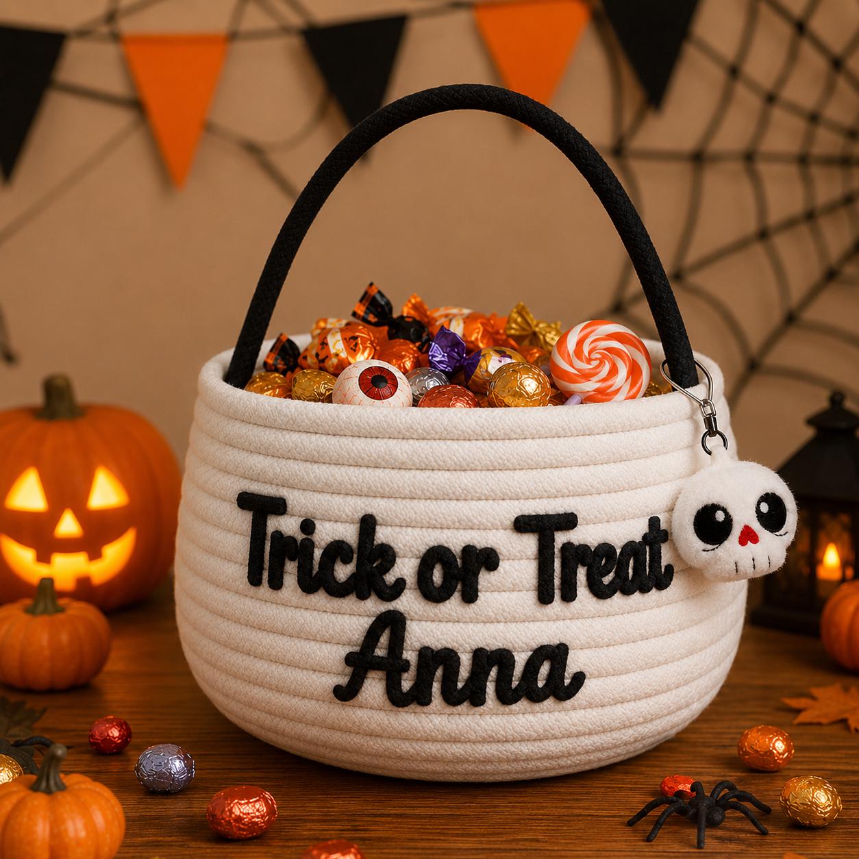 Custom Embroidered Pumpkin Trick or Treat Bag and Tote with Personalized Halloween Candy Bucket, Kids Boo Basket, Spooky Season - photo 12