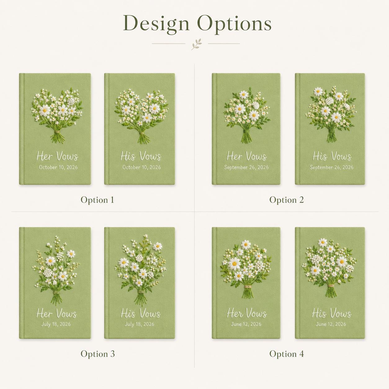 Personalized Hand Embroidered Wedding Vow Book Set of 2 – Custom Linen Vow Books and Floral Bouquet Notebook with Bride Groom Keepsake Gift - photo 4