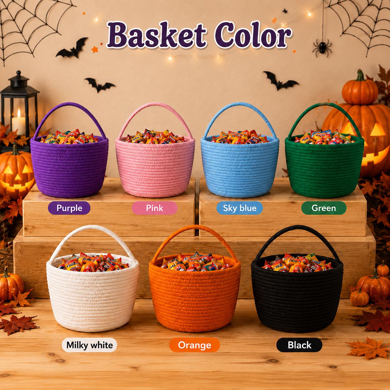 Personalized Rick or Treat Bag and Basket with Custom Name Halloween, Kids Candy Bucket, Reusable Boo Basket for Girl and Boy - photo 4