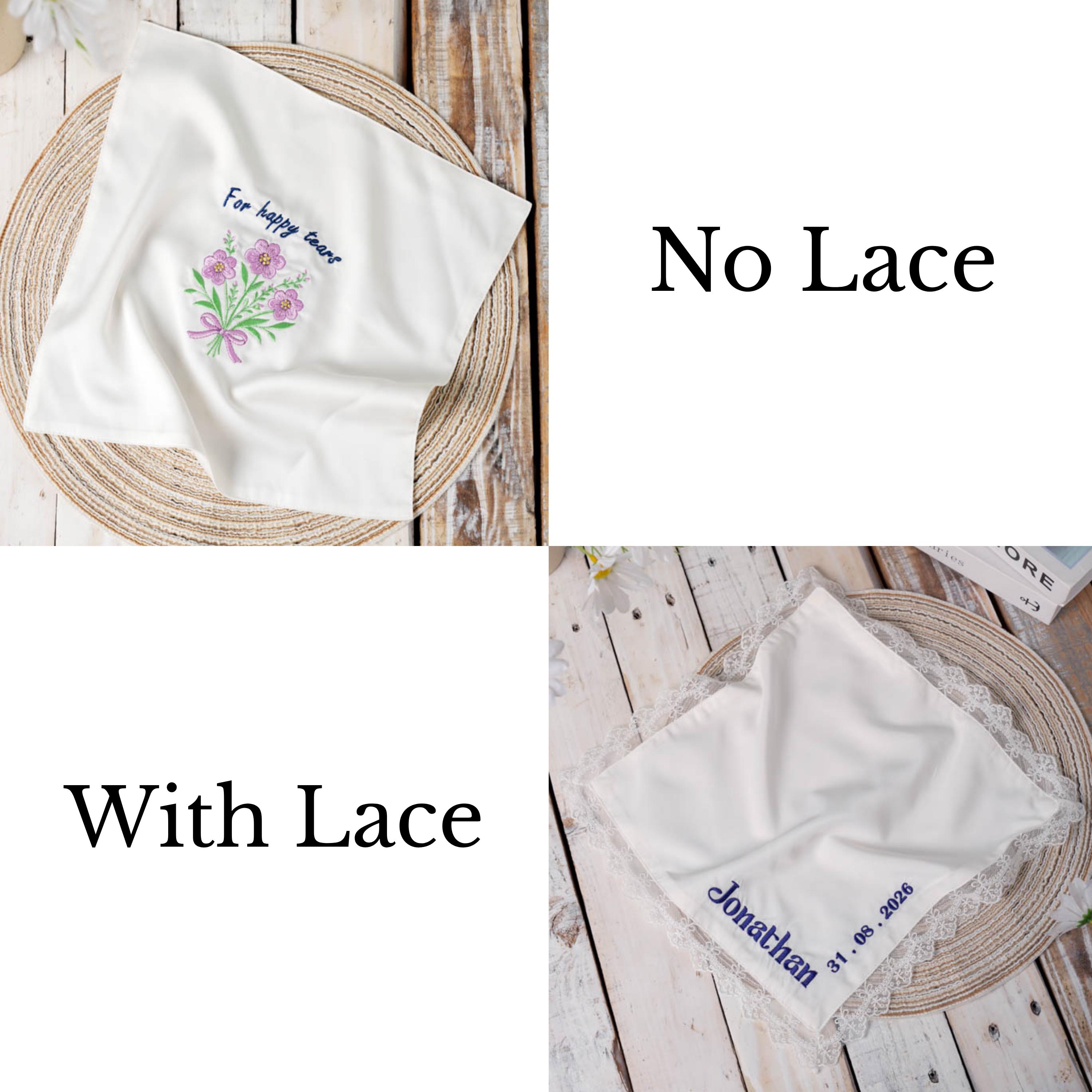 Embroidered Wedding Handkerchief, Bridal Gift, Personalized with Name, Custom Floral Hankie for Bride - photo 7