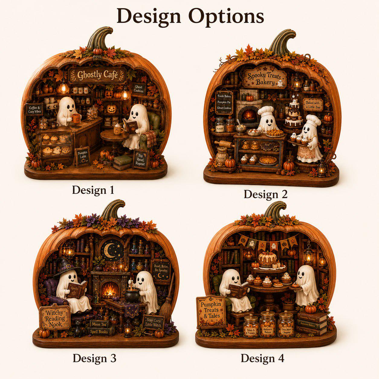 Personalized Reading Ghost Halloween Wood Sign and Shelf Decor with Book Stack, Pumpkin, Cozy Reading Nook Gift, Book Lover - photo 5