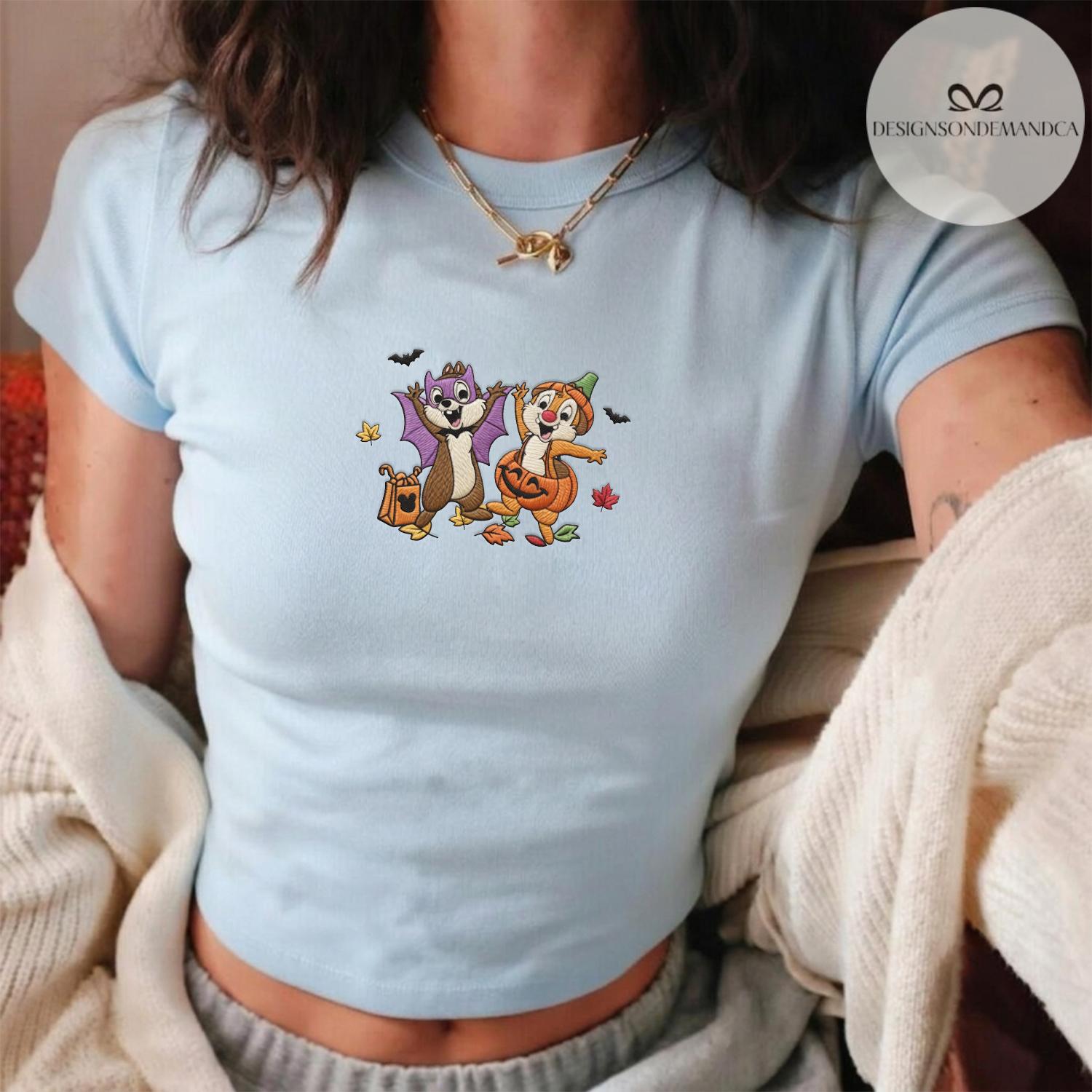 Embroidered Disney Characters Ghost Shirt with Mickey and Friends Fall Vibes – Coquette WDW Disneyland Lace Trim Tank Top Baby Tee - photo 2