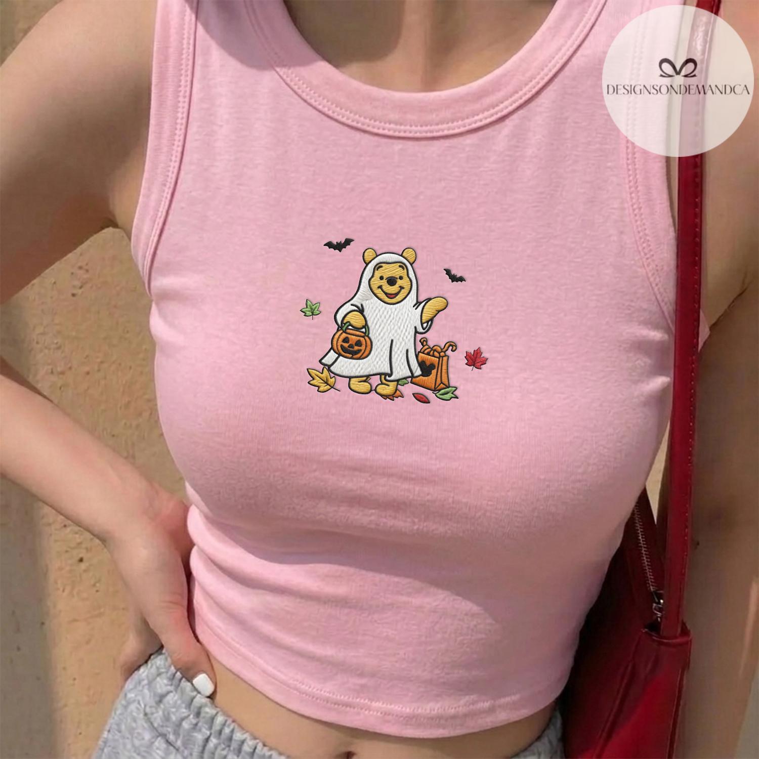 Embroidered Disney Characters Ghost Shirt with Mickey and Friends Fall Vibes – Coquette WDW Disneyland Lace Trim Tank Top Baby Tee - photo 3
