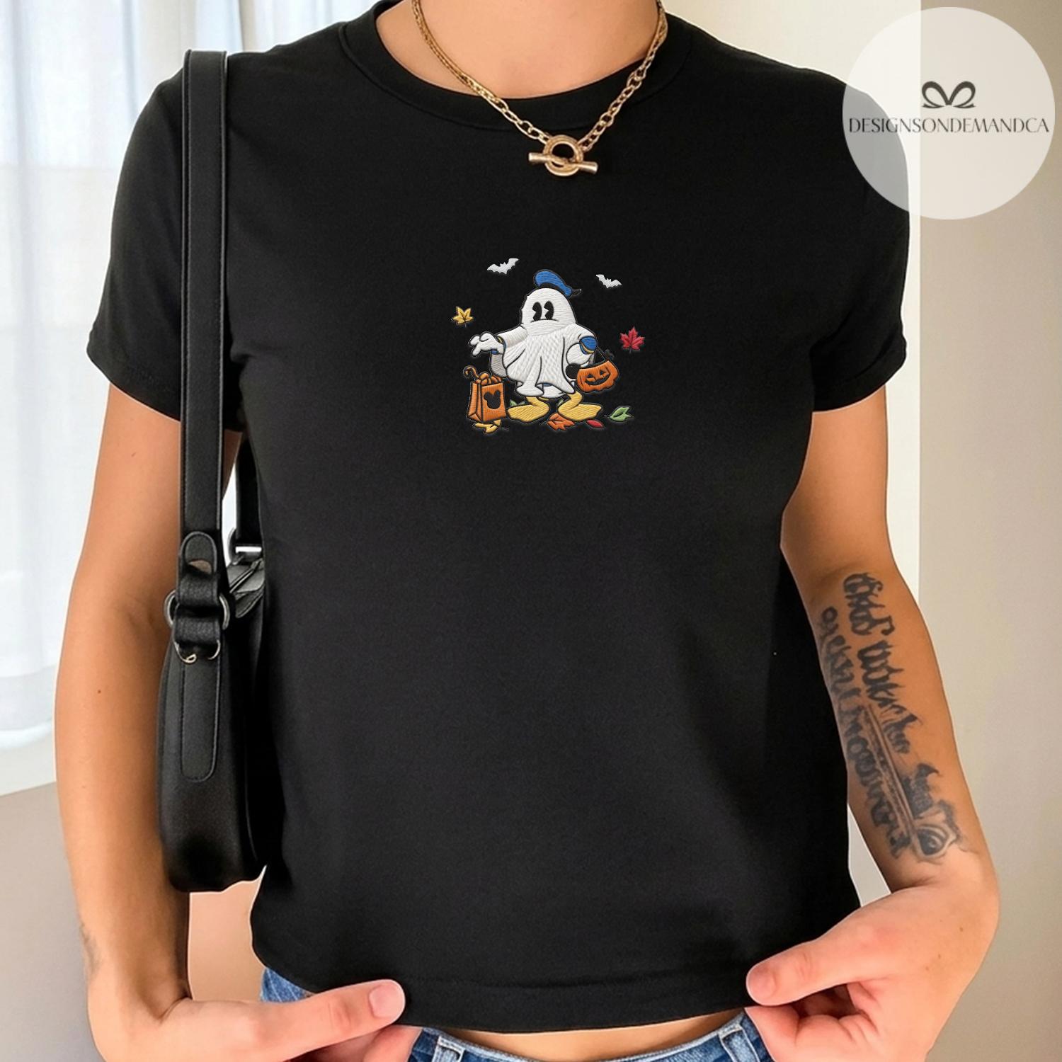 Embroidered Disney Characters Ghost Shirt with Mickey and Friends Fall Vibes – Coquette WDW Disneyland Lace Trim Tank Top Baby Tee - photo 6