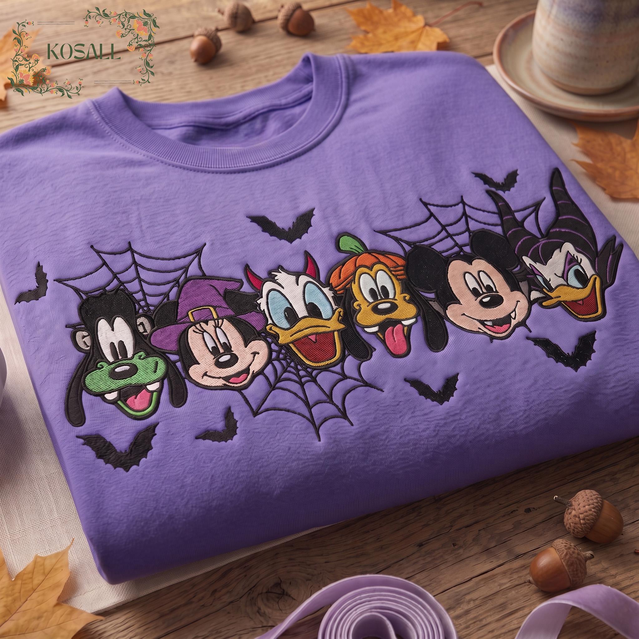 Embroidered Mickey and Friends Halloween Sweatshirt with Spooky Mickey Design – Disney Family Matching Halloween Shirts
