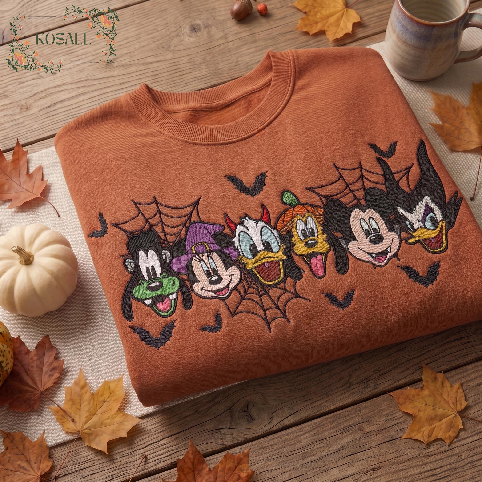 Embroidered Mickey and Friends Halloween Sweatshirt with Spooky Mickey Design – Disney Family Matching Halloween Shirts - photo 2