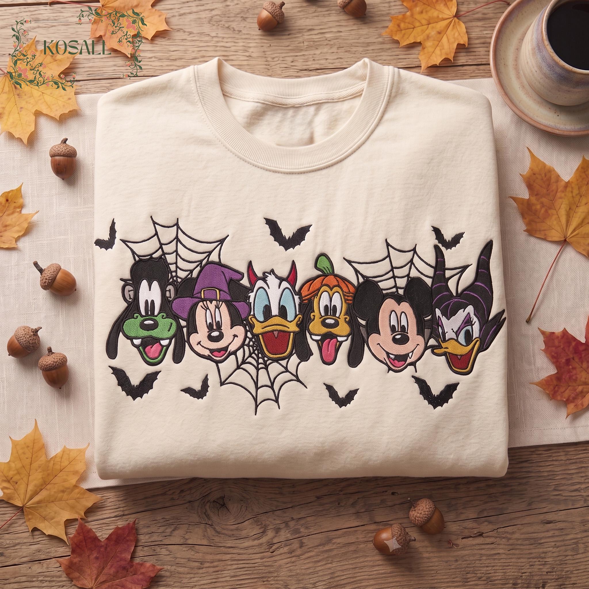 Embroidered Mickey and Friends Halloween Sweatshirt with Spooky Mickey Design – Disney Family Matching Halloween Shirts - photo 3