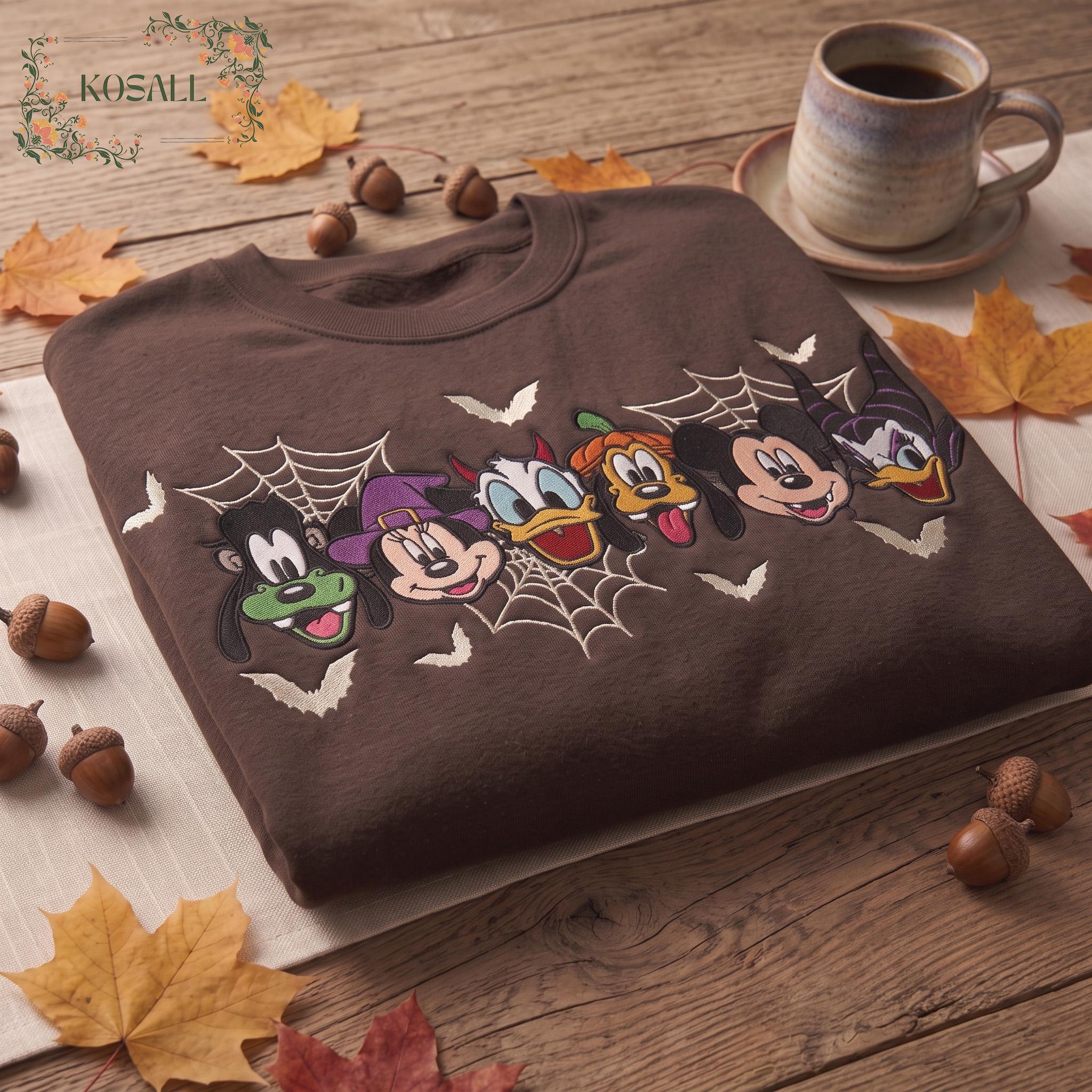 Embroidered Mickey and Friends Halloween Sweatshirt with Spooky Mickey Design – Disney Family Matching Halloween Shirts - photo 4