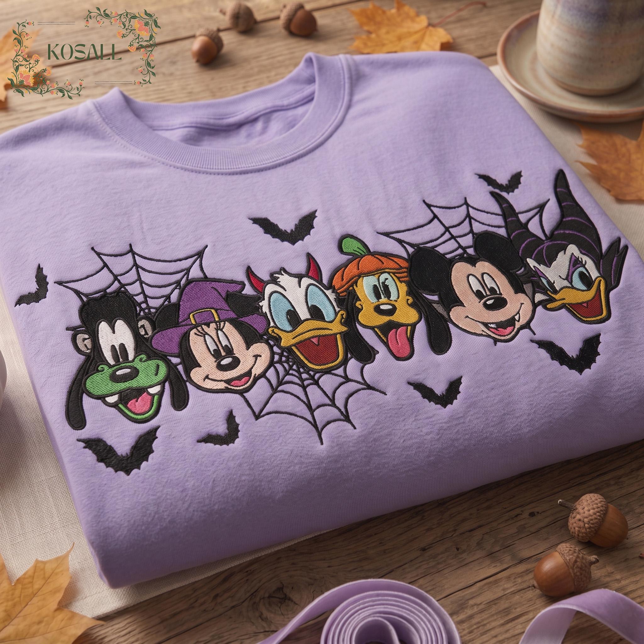 Embroidered Mickey and Friends Halloween Sweatshirt with Spooky Mickey Design – Disney Family Matching Halloween Shirts - photo 5