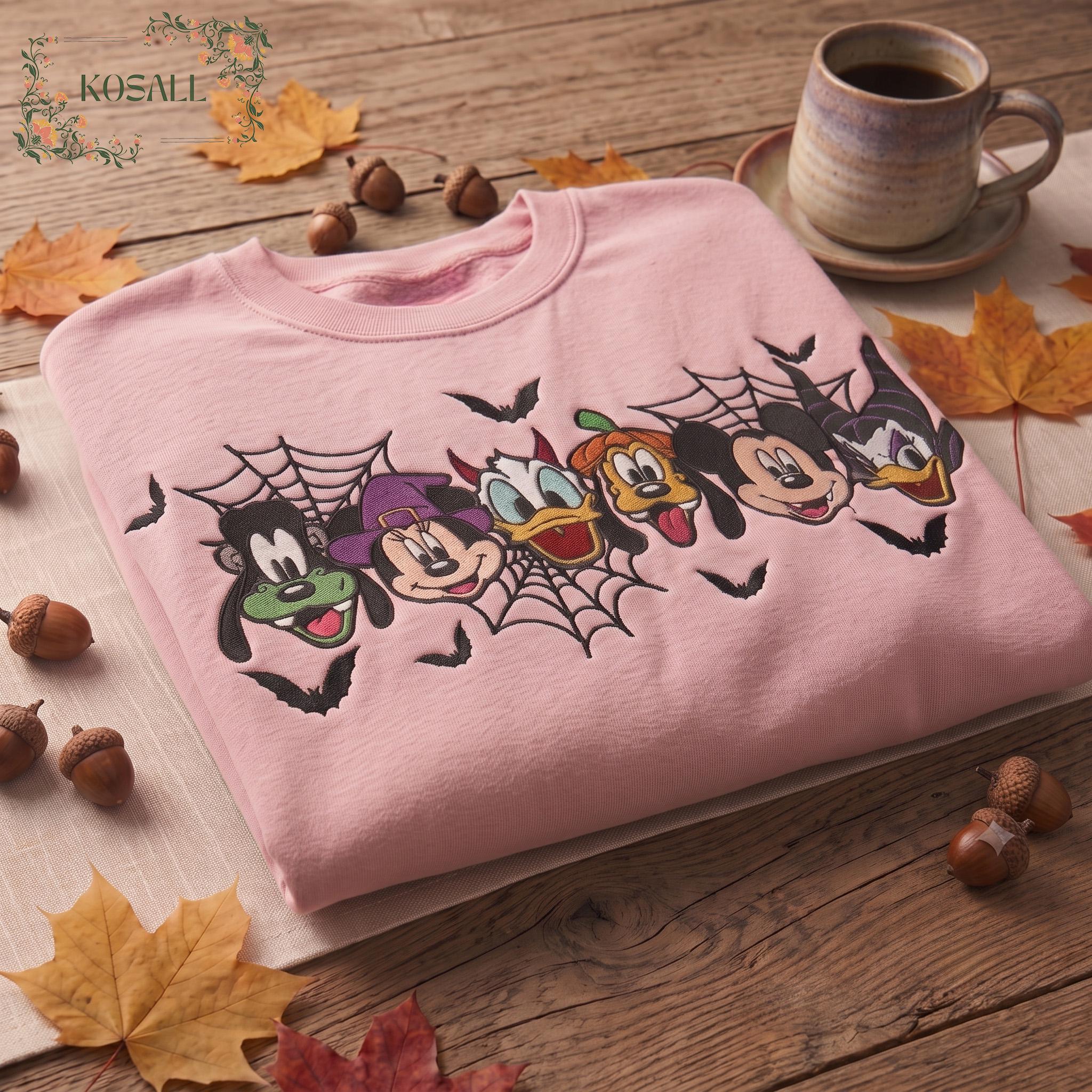 Embroidered Mickey and Friends Halloween Sweatshirt with Spooky Mickey Design – Disney Family Matching Halloween Shirts - photo 6
