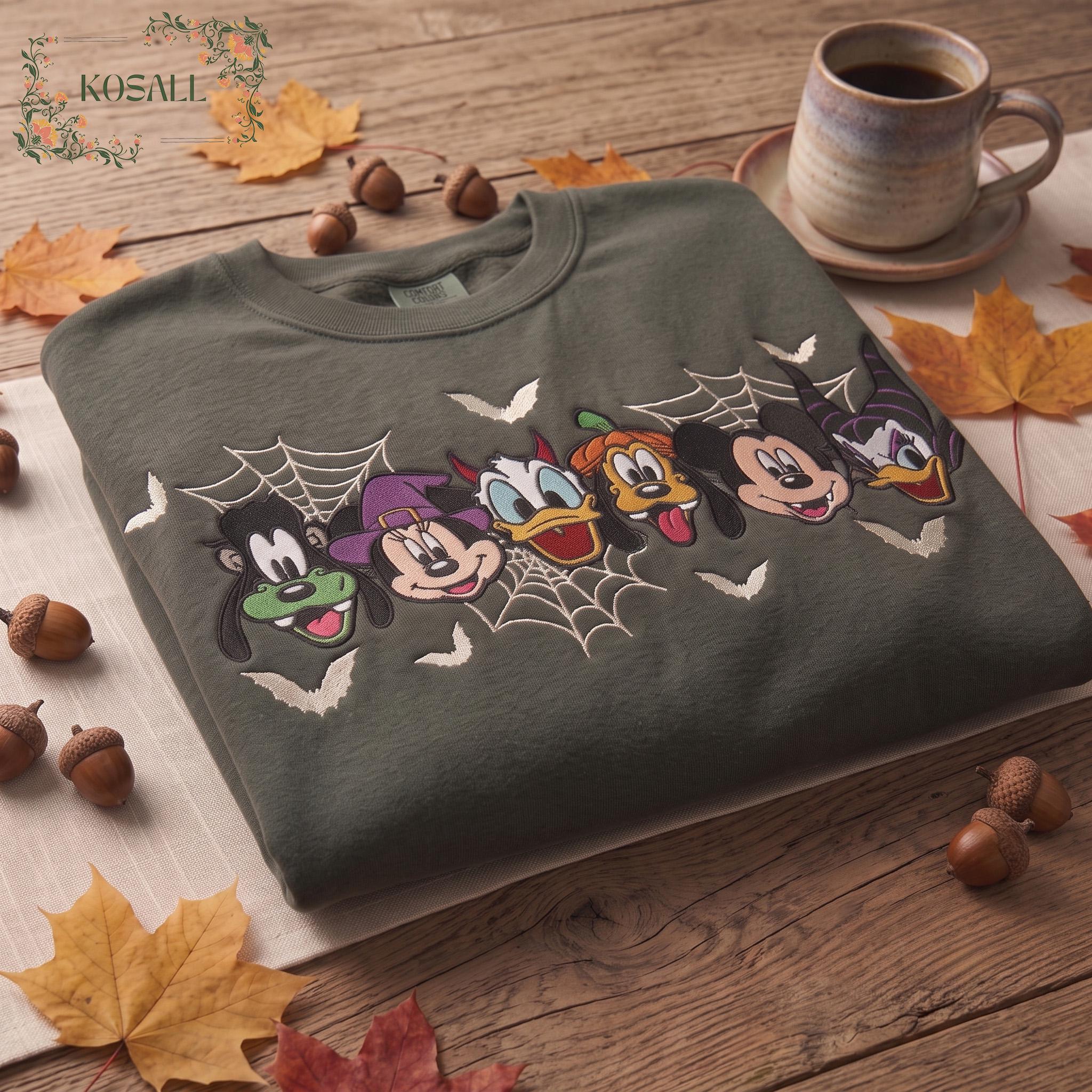 Embroidered Mickey and Friends Halloween Sweatshirt with Spooky Mickey Design – Disney Family Matching Halloween Shirts - photo 7