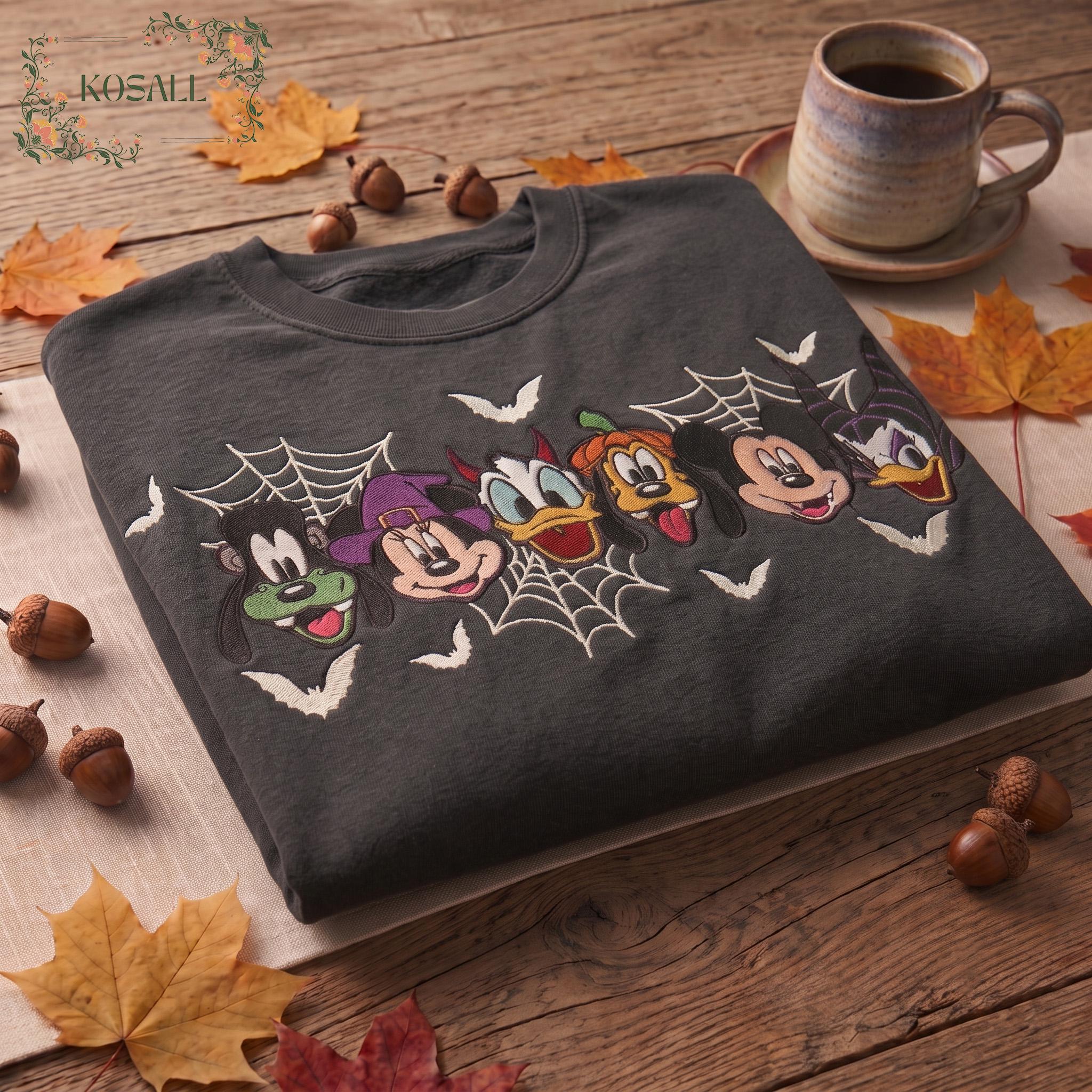 Embroidered Mickey and Friends Halloween Sweatshirt with Spooky Mickey Design – Disney Family Matching Halloween Shirts - photo 8