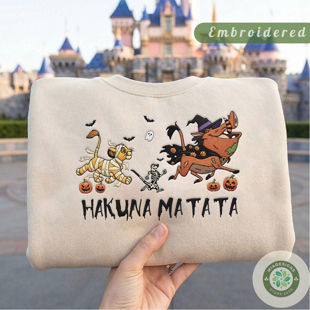 Embroidered Disney The Lion King Halloween T-Shirt Sweatshirt Hoodie with Simba Timon and Pumbaa – Hakuna Matata Lace Trim Tank Top