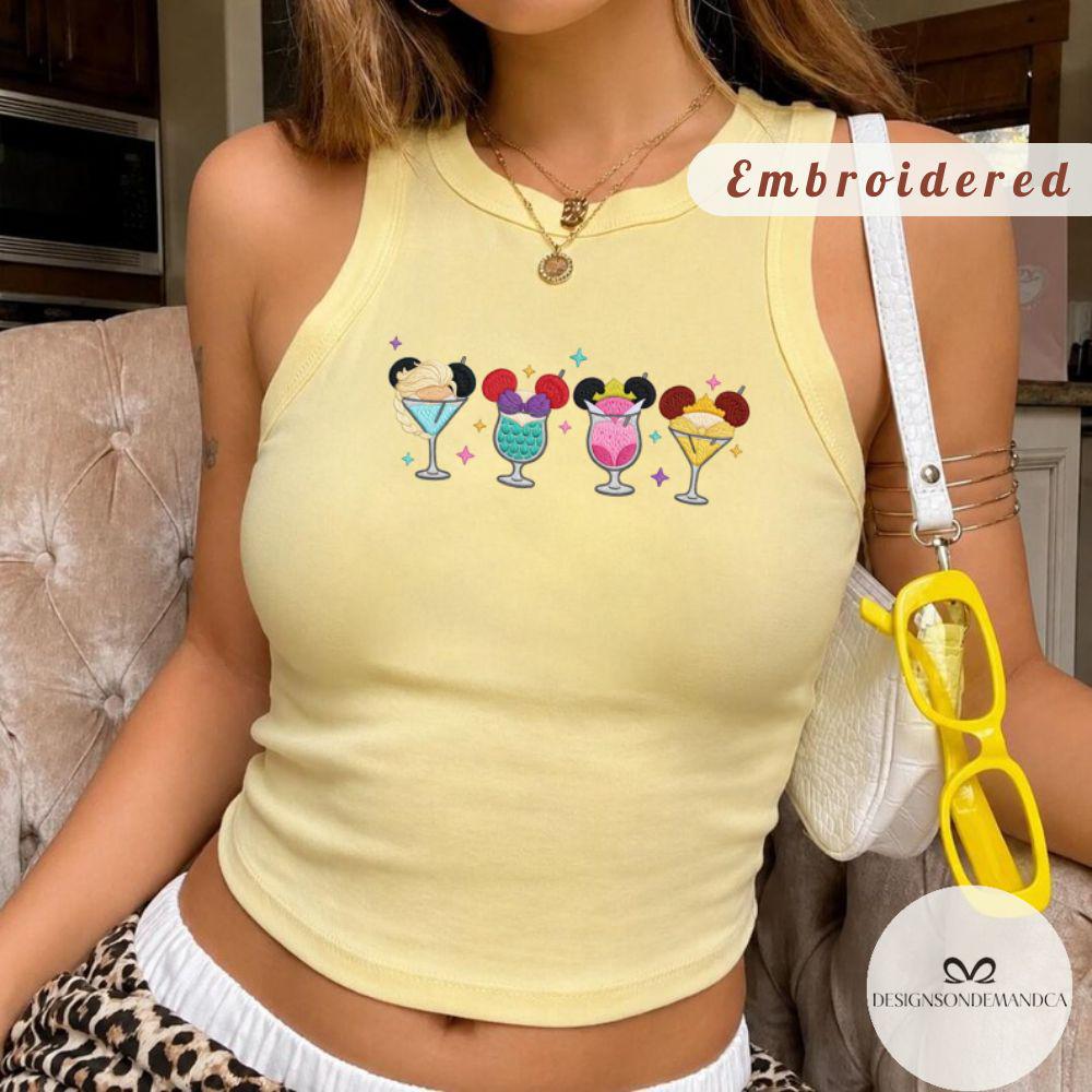 Embroidered Disney Princess Drinking Shirt for Epcot Drinking Team – WDW Disneyland Trip Lace Trim Tank Top Baby Tee - photo 2