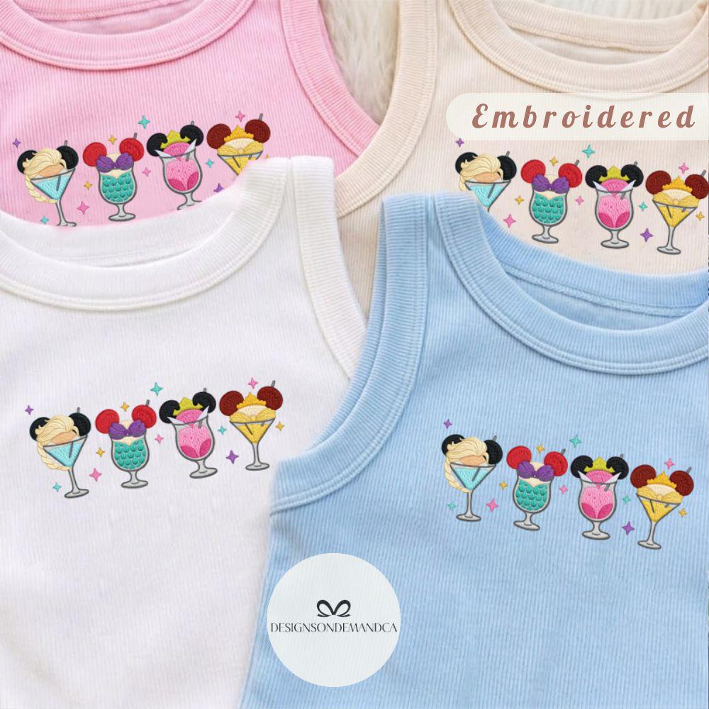 Embroidered Disney Princess Drinking Shirt for Epcot Drinking Team – WDW Disneyland Trip Lace Trim Tank Top Baby Tee - photo 3