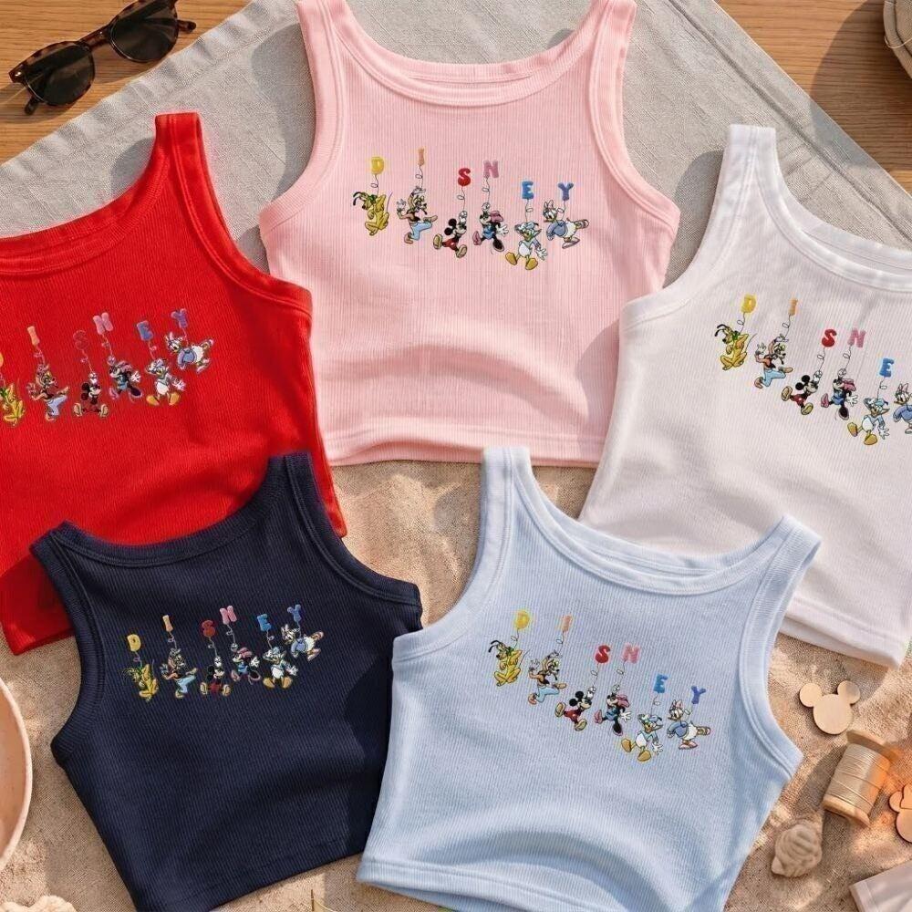 Embroidered Disney Mickey and Friends Lace Trim Tank Top with Toy Story Cami – Cute Ribbed Trim Magic Kingdom Outfit for Women - photo 2