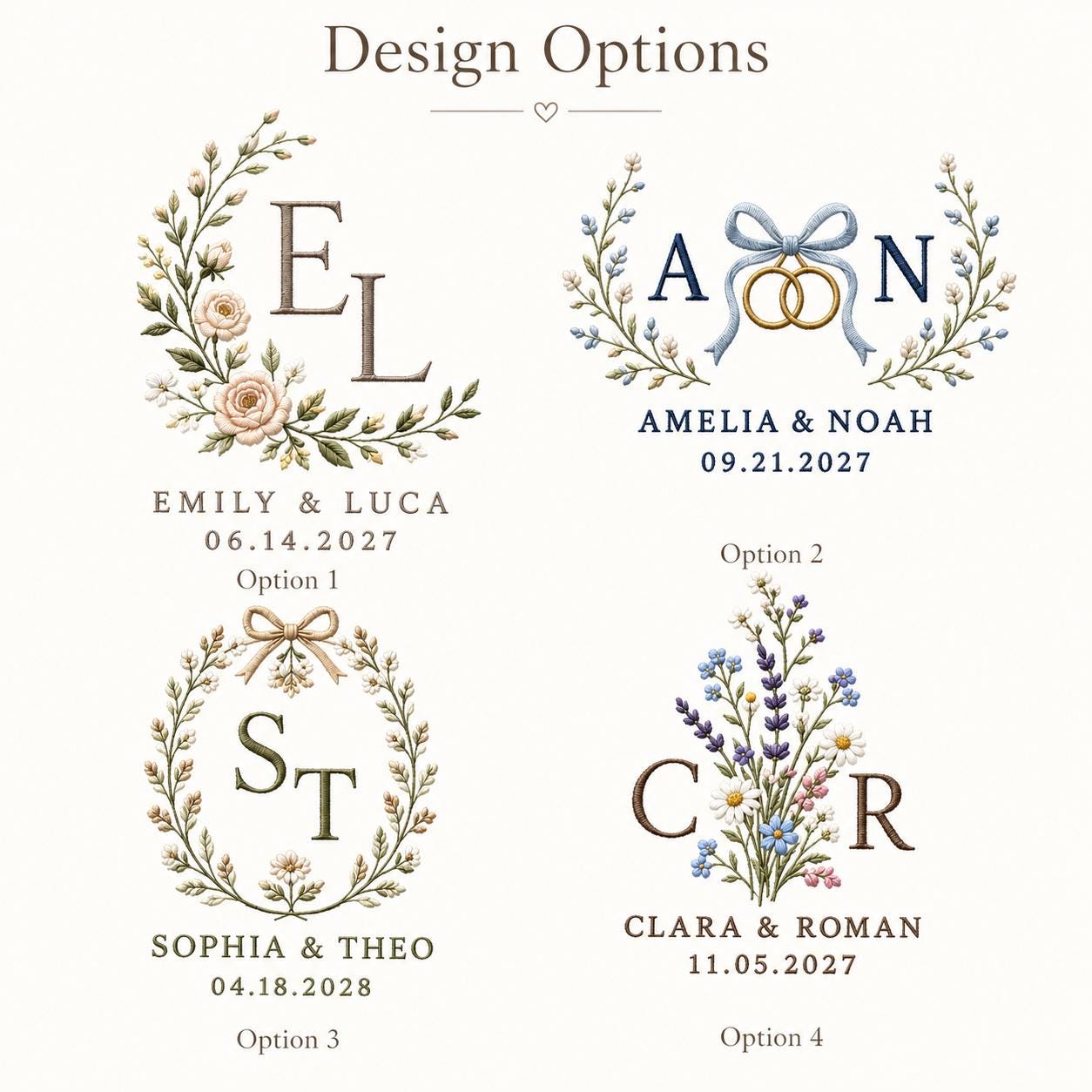 Embroidered Wedding Handkerchief with Personalized Floral Monogram Hankie and Custom Couple Name Date Keepsake Bridal Gift - photo 5