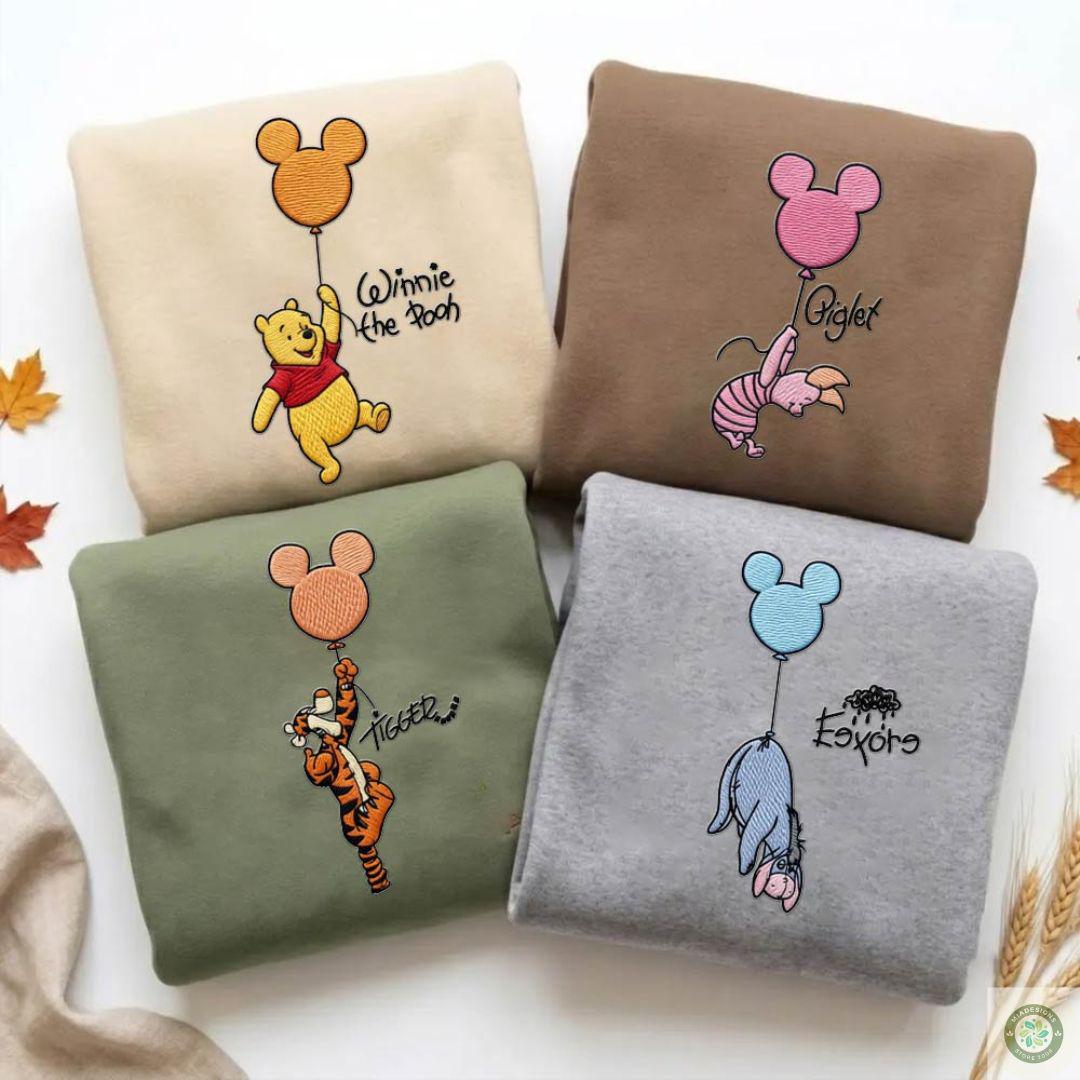 Embroidered Winnie the Pooh Shirt with Piglet Eeyore and Tigger – WDW Disneyland Trip Lace Trim Tank Top Baby Tee - photo 3