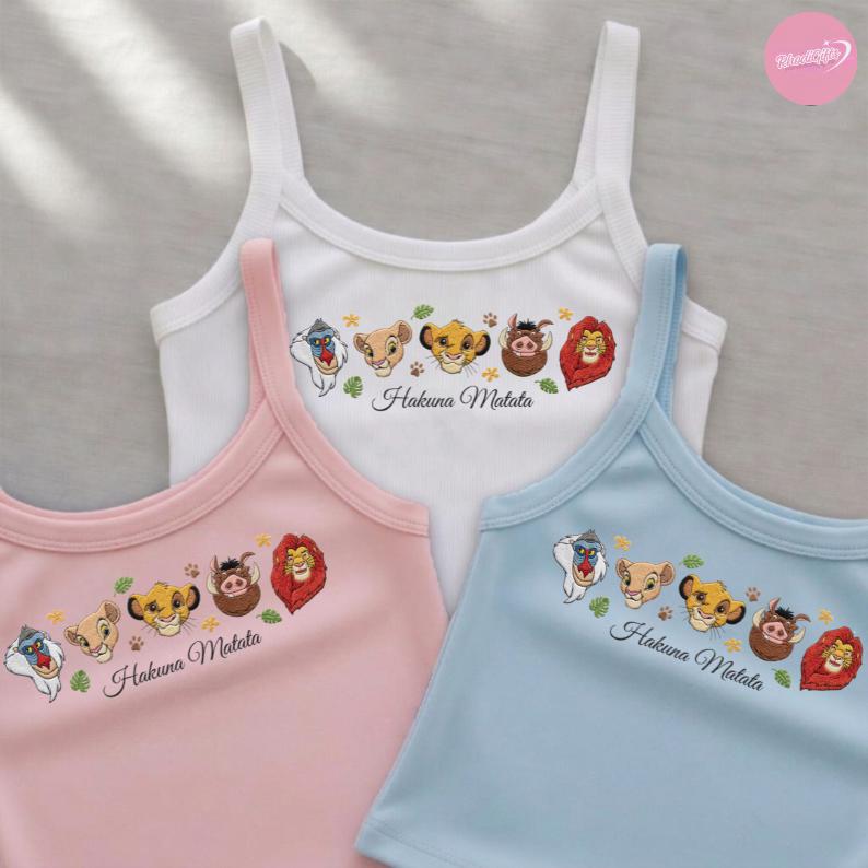 Embroidered Hakuna Matata Baby Tee Crop Tank with Disney The Lion King Design – Animal Kingdom WDW Shirt and Girls Trip Lace Trim Tank Top - photo 4