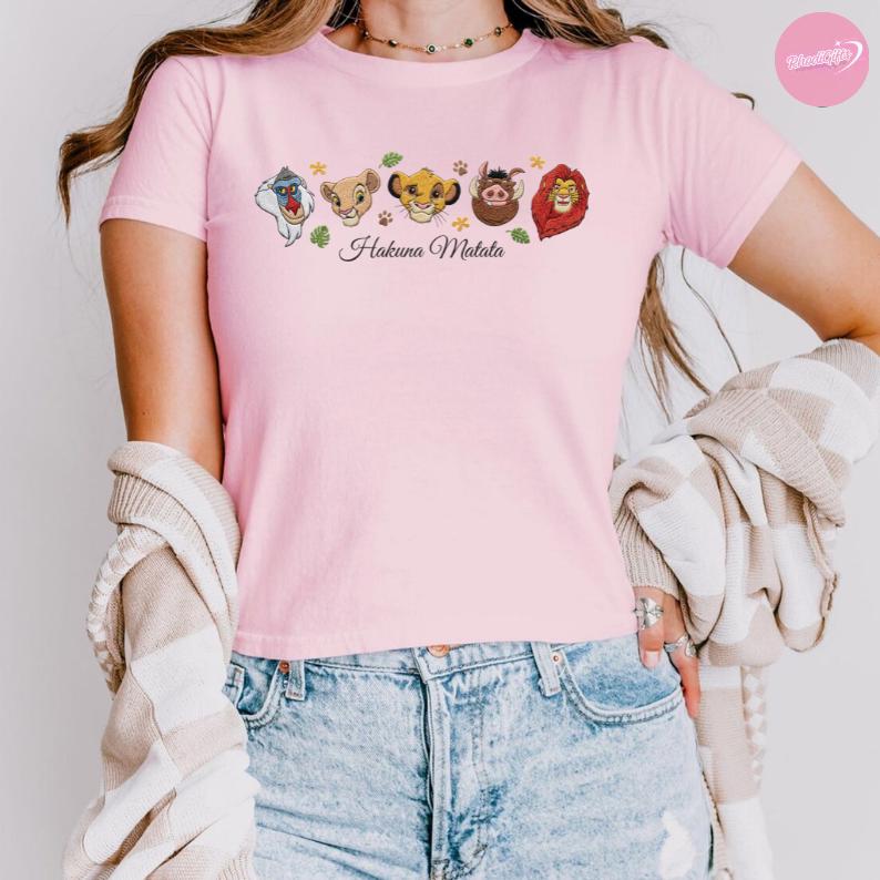 Embroidered Hakuna Matata Baby Tee Crop Tank with Disney The Lion King Design – Animal Kingdom WDW Shirt and Girls Trip Lace Trim Tank Top - photo 5