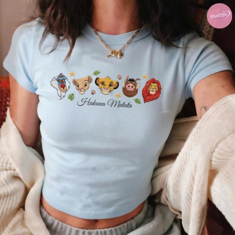 Embroidered Hakuna Matata Baby Tee Crop Tank with Disney The Lion King Design – Animal Kingdom WDW Shirt and Girls Trip Lace Trim Tank Top - photo 6