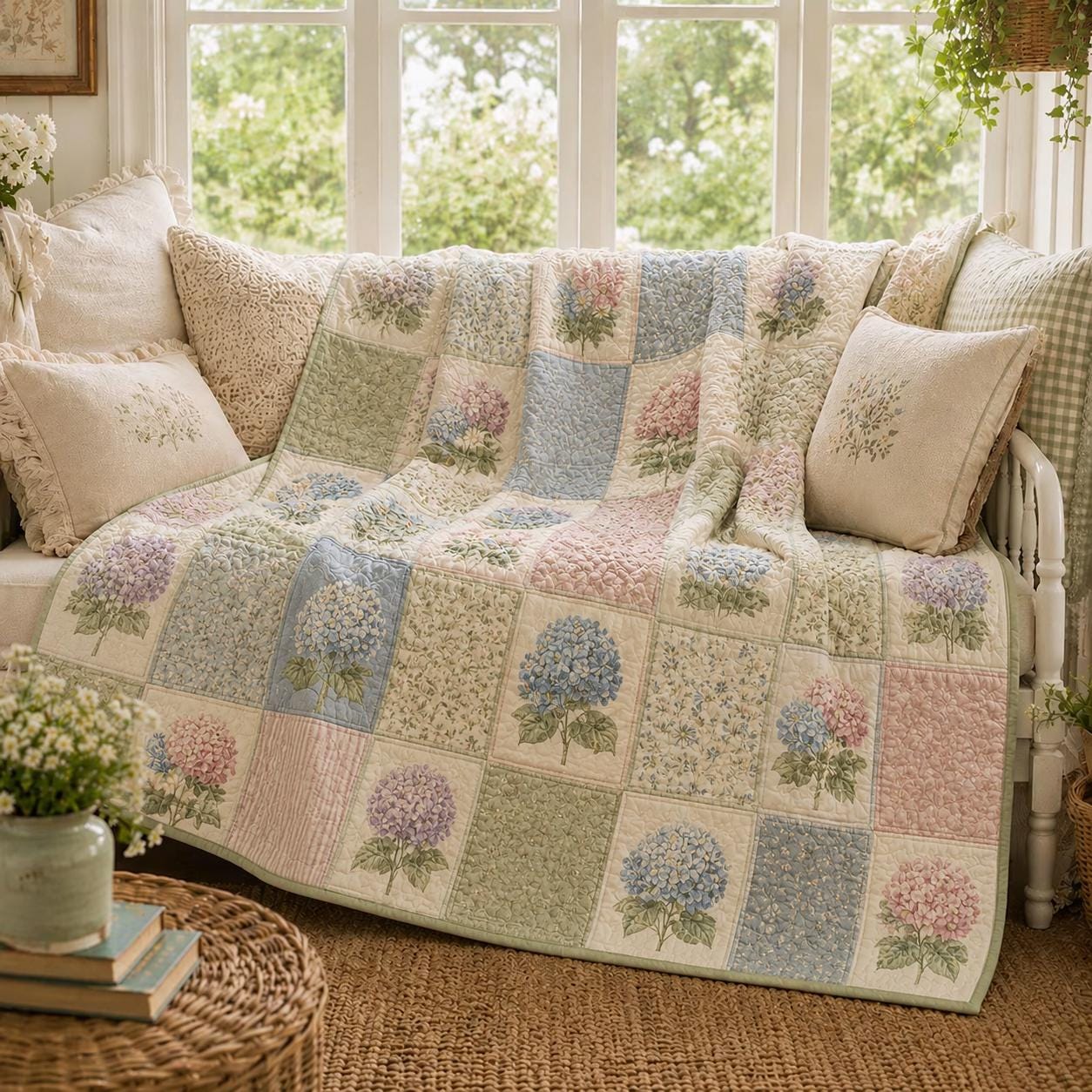Purple Lavender Floral Quilted Style Blanket – Vintage Botanical Garden Throw Bedspread for Cottagecore Farmhouse Bedding and Cozy Gift for Her - photo 2