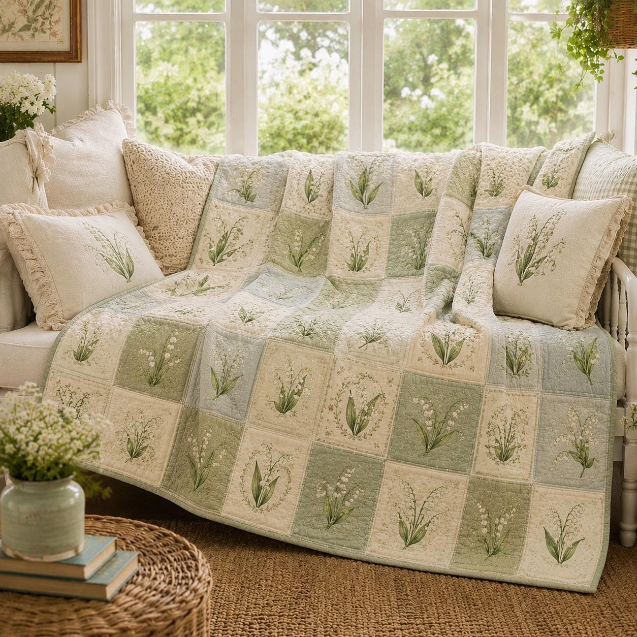 Purple Lavender Floral Quilted Style Blanket – Vintage Botanical Garden Throw Bedspread for Cottagecore Farmhouse Bedding and Cozy Gift for Her - photo 3