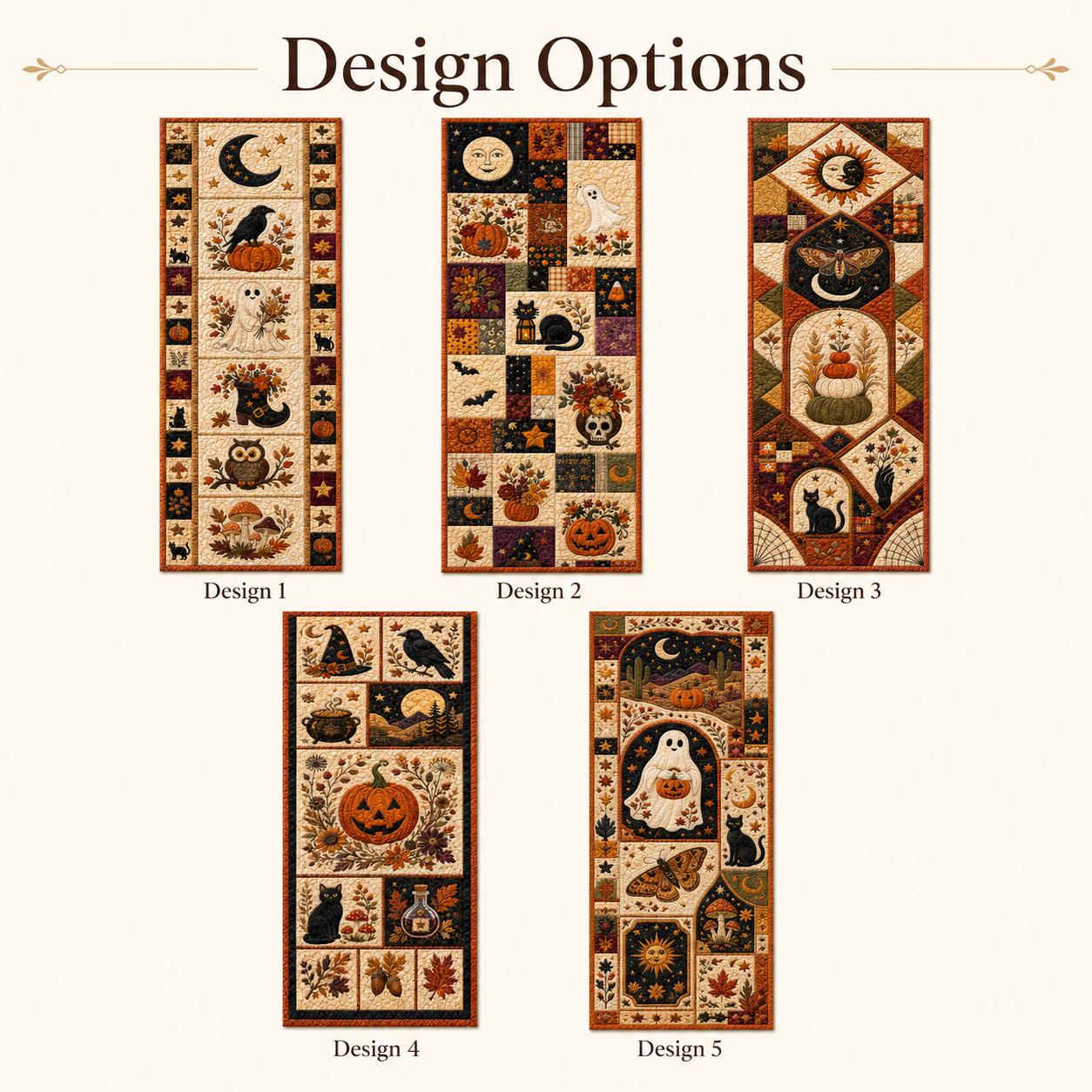 Quilted Style Table Runner and Patchwork Table Runners for Fall and Autumn – Halloween Decor with Pumpkin, Witch and Owl - photo 5