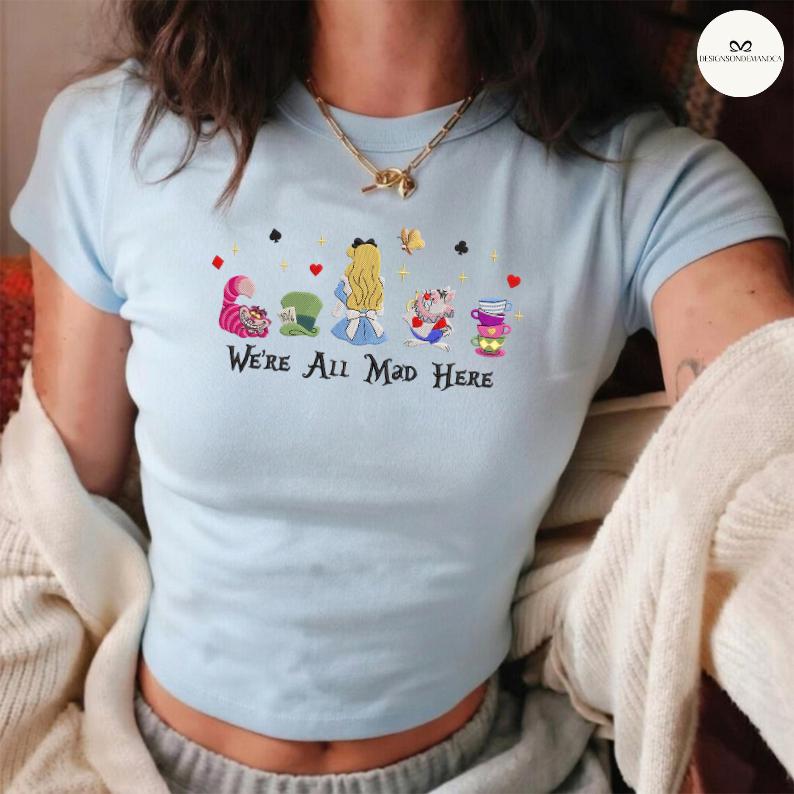 Embroidered Alice in Wonderland Baby Tee Crop Tank with Disney Princess Alice – Disneyland Magic Kingdom Lace Trim Tank Top Outfit - photo 5
