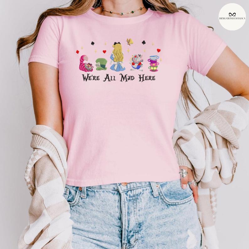 Embroidered Alice in Wonderland Baby Tee Crop Tank with Disney Princess Alice – Disneyland Magic Kingdom Lace Trim Tank Top Outfit - photo 6