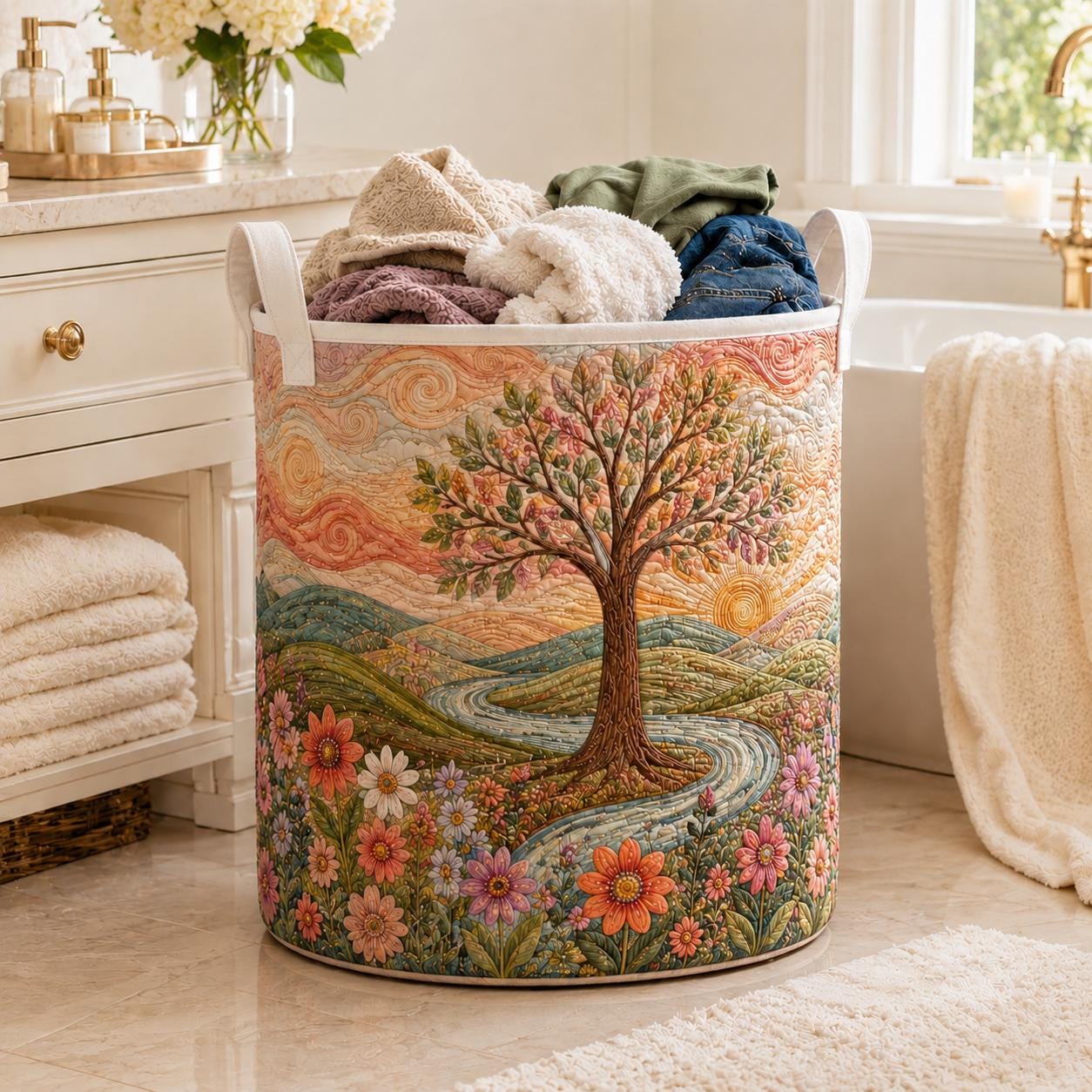 Spiritual Celtic Nature Tree of Life Quilted Style Laundry Basket – Home Hamper for Natural Lovers Gifts - photo 3