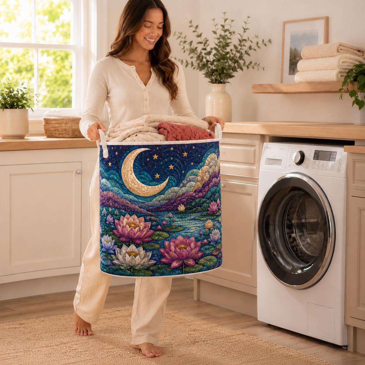 Spiritual Celtic Nature Tree of Life Quilted Style Laundry Basket – Home Hamper for Natural Lovers Gifts - photo 6