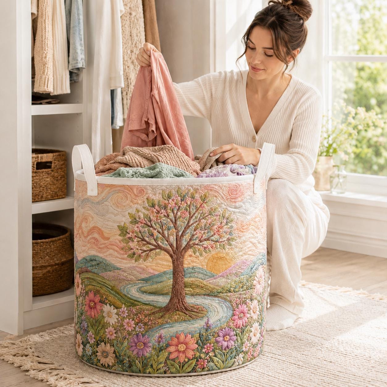 Spiritual Celtic Nature Tree of Life Quilted Style Laundry Basket – Home Hamper for Natural Lovers Gifts - photo 8