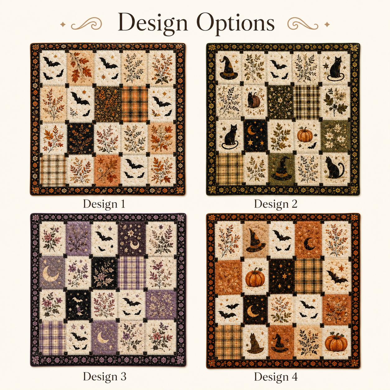 Patchwork Quilt Blanket with Halloween Autumn Bats and Leaves Throw for Rustic Harvest Decor Gift - photo 3