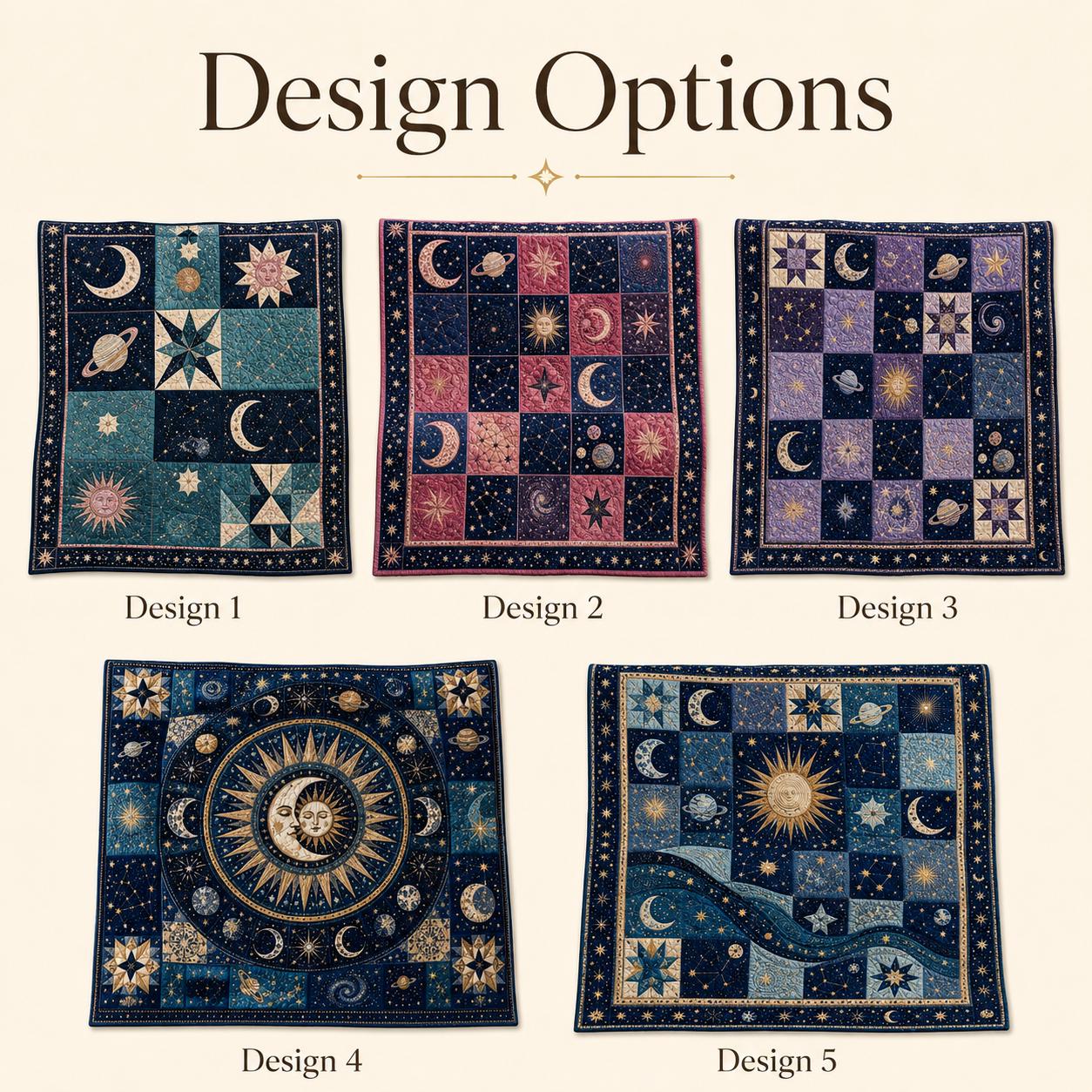 Quilt Blanket with Celestial Moon Stars Patchwork Bedding for Navy Cosmic Bedspread and Astronomy Quilts - photo 5