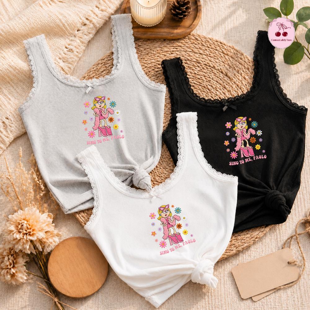 Embroidered Disney Lizzie McGuire Baby Tee Crop Top Tank with This Is What Dreams Are Made Of – Disney Channel Music Lace Trim Tank Top - photo 3