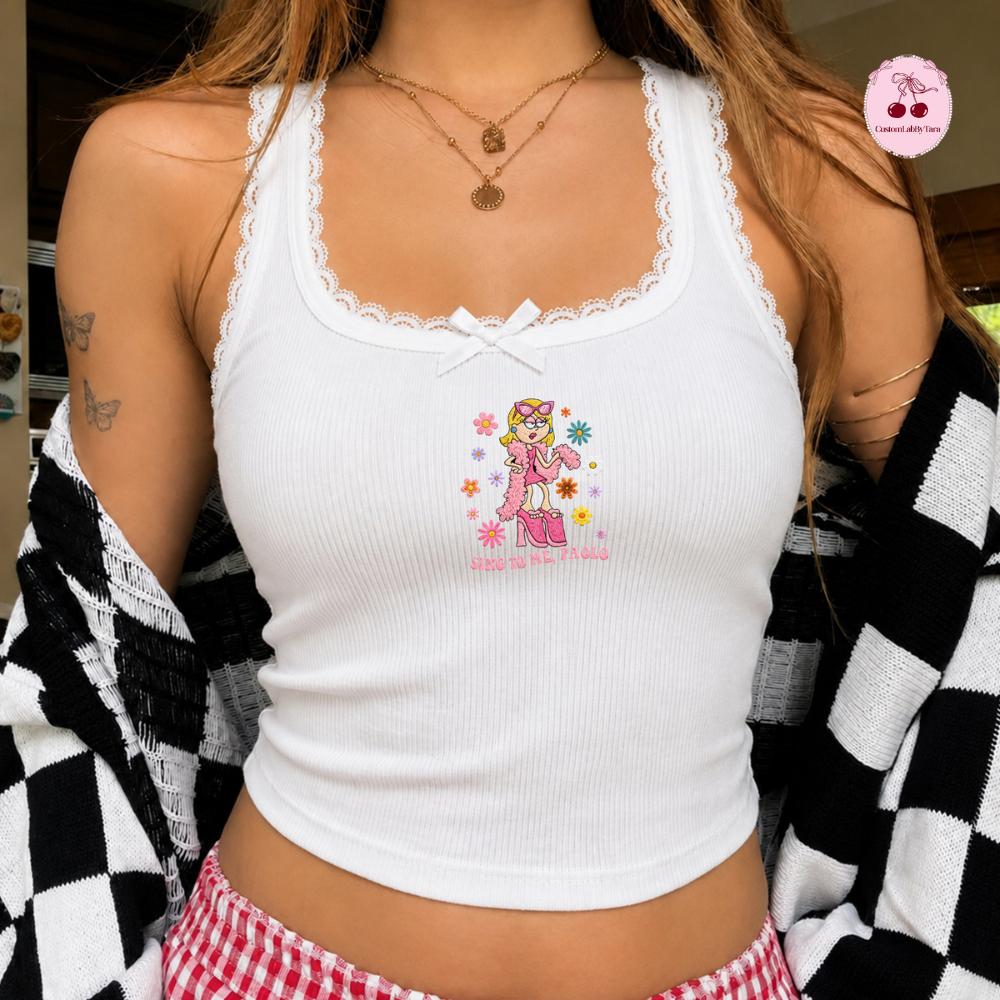 Embroidered Disney Lizzie McGuire Baby Tee Crop Top Tank with This Is What Dreams Are Made Of – Disney Channel Music Lace Trim Tank Top - photo 7