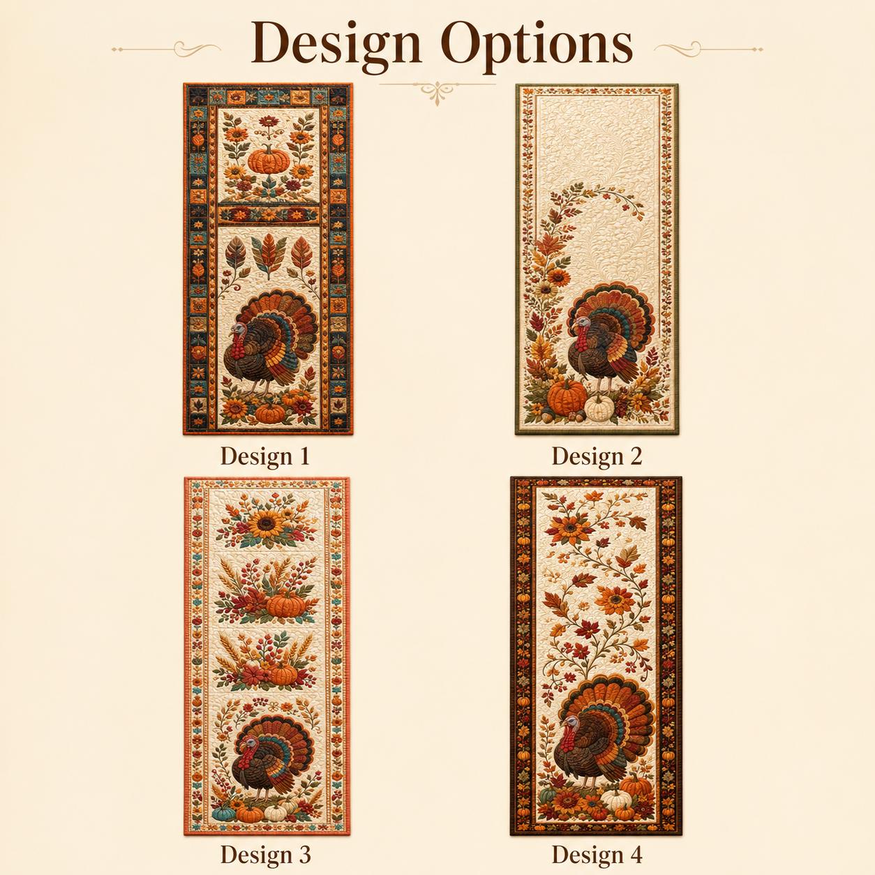 Thanksgiving Turkey Quilted Style Table Runner and Table Runners – Fall Harvest Decor with Autumn Leaf Print - photo 4