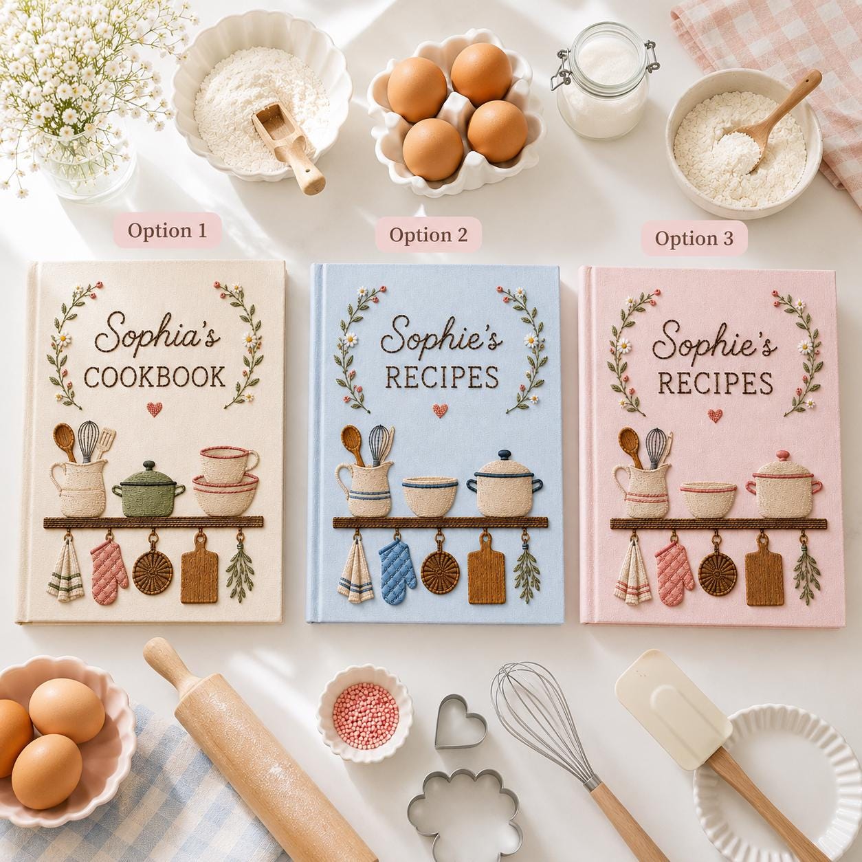Personalized Hand Embroidered Family Recipes Cookbook Journal – Custom Recipe Book with Name for Kitchen Keepsake and Gift for Baker - photo 4