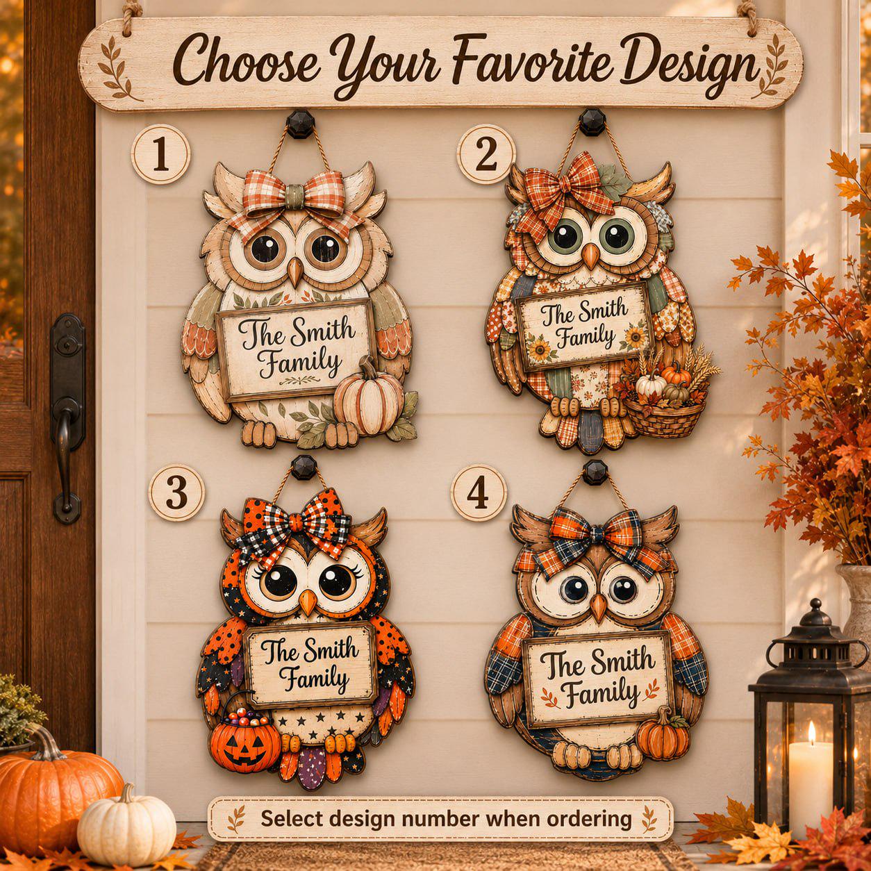 Custom Door Hanger with Halloween Owl and Personalized Spooky Wooden Front Sign for Fall Porch Decor and Owl Lover Housewarming Gift - photo 6