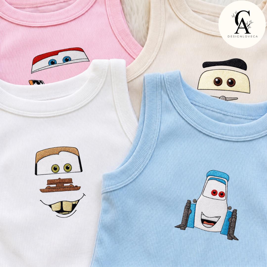 Embroidered Disney Cars Baby Tee Crop Tank with Lightning McQueen and Tow Mater – Cars Land Radiator Springs Lace Trim Tank Top Sweatshirt - photo 5