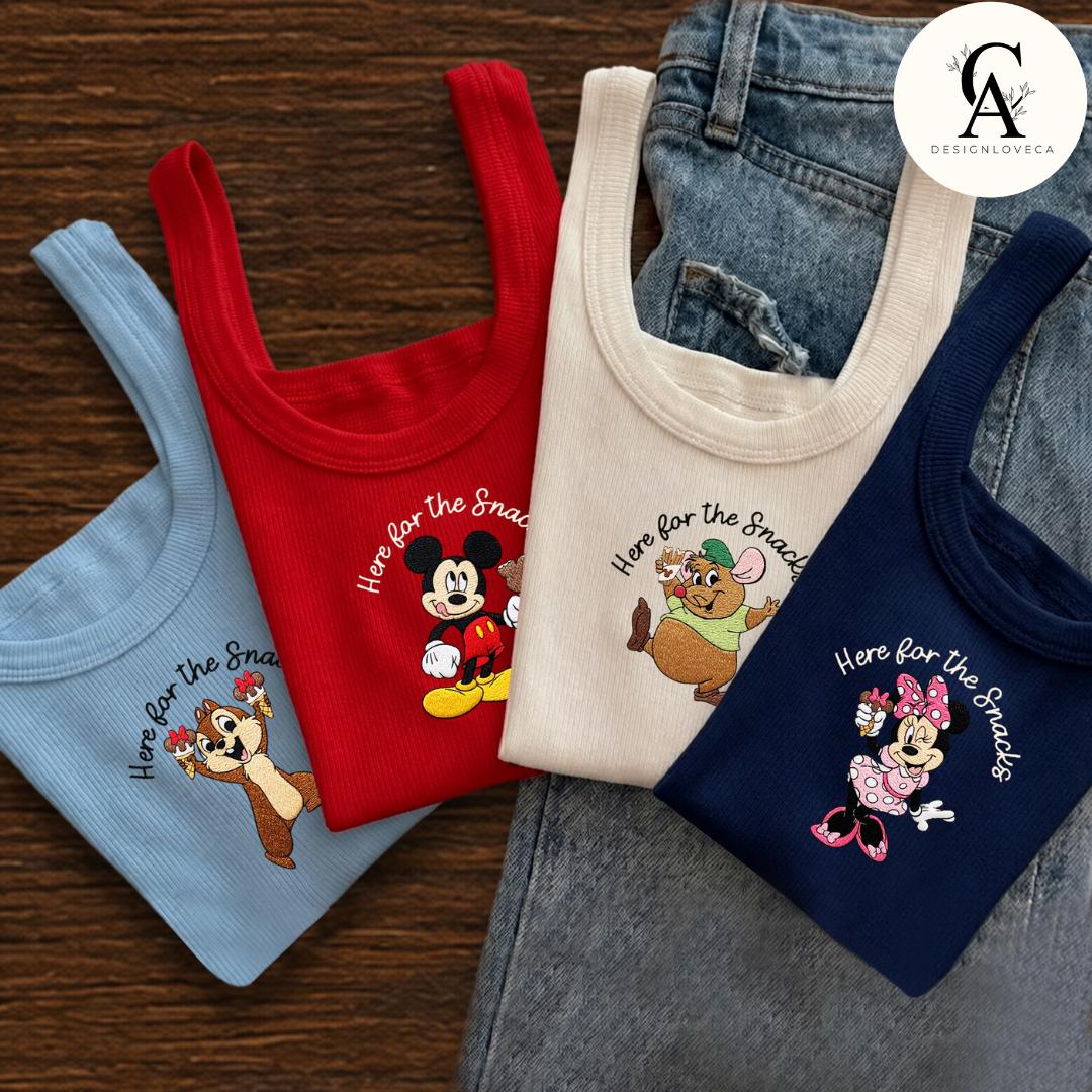 Embroidered Disney Snacks Baby Tee Crop Tank with Here for the Snacks – Epcot Snacking Around the World Team Lace Trim Tank Top - photo 2