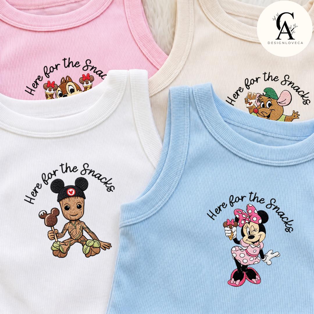 Embroidered Disney Snacks Baby Tee Crop Tank with Here for the Snacks – Epcot Snacking Around the World Team Lace Trim Tank Top - photo 8