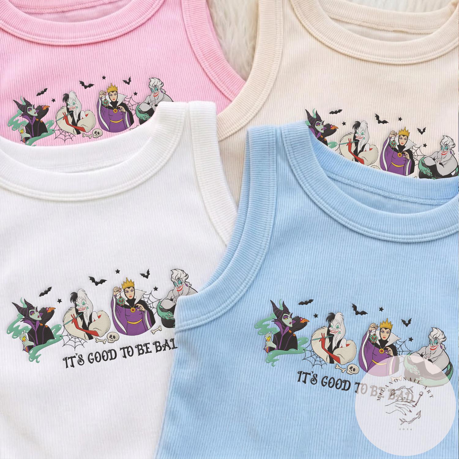 Embroidered Disney Villains It's Good to Be Bad T-Shirt Sweatshirt with Maleficent Evil Queen Ursula Cruella – Girl Trip Baby Tee Crop Tank - photo 4